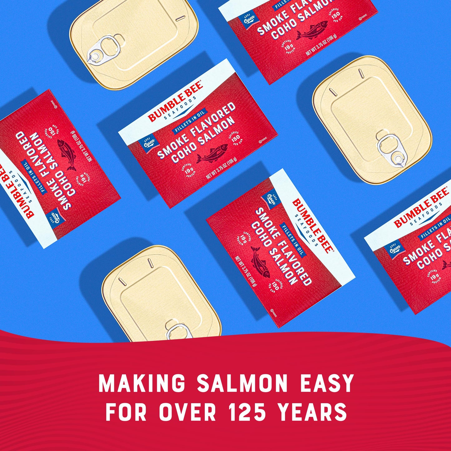 Bumble Bee Smoke Flavored Red Coho Salmon Fillets in Oil, 3.75 oz (Pack of 1) - 19g Protein - Skinless, Boneless - Great for Snacks & Recipes - Gluten Free