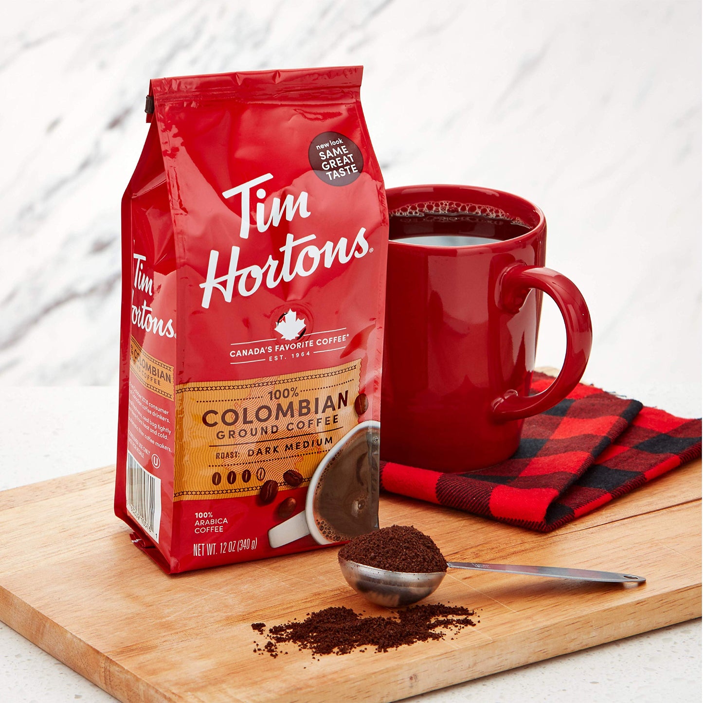 Tim Hortons Original Blend, Medium Roast Ground Coffee, Canada’s Favorite Coffee, Made with 100% Arabica Beans, 48 Ounce Canister