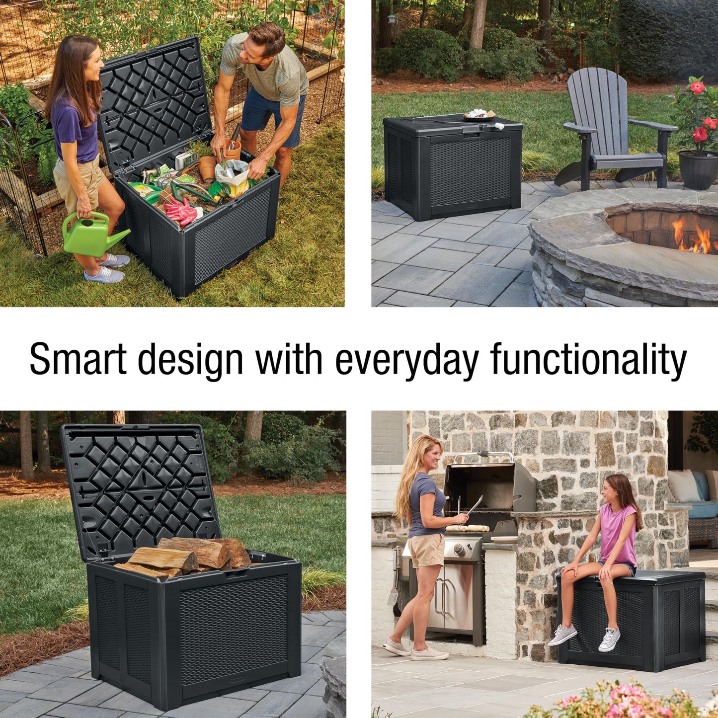 Rubbermaid Extra Large Resin Outdoor Storage Deck Box (134 Gal), Weather Resistant, Black, Deck Organization for Home/Backyard/Pool Chemicals/Toys/Garden Tools/Porch/Patio Cushions