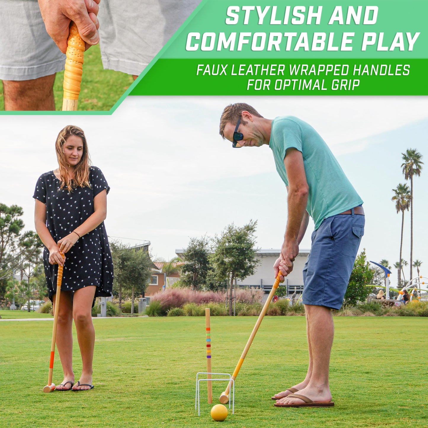 GoSports Deluxe Croquet Set - Full Size for Adults & Kids