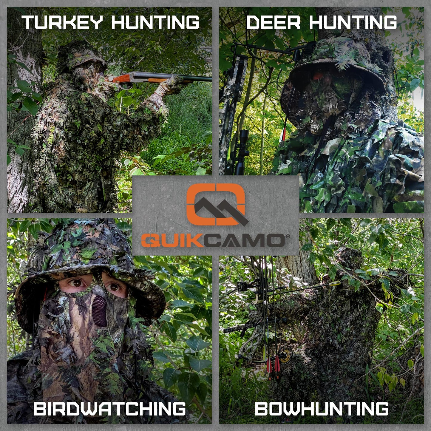 QuikCamo Realtree & Mossy Oak 3D Leafy Camo Face Mask Bucket Hat for Men Deer Duck and Turkey Hunting (Fully Adjustable OSFM)