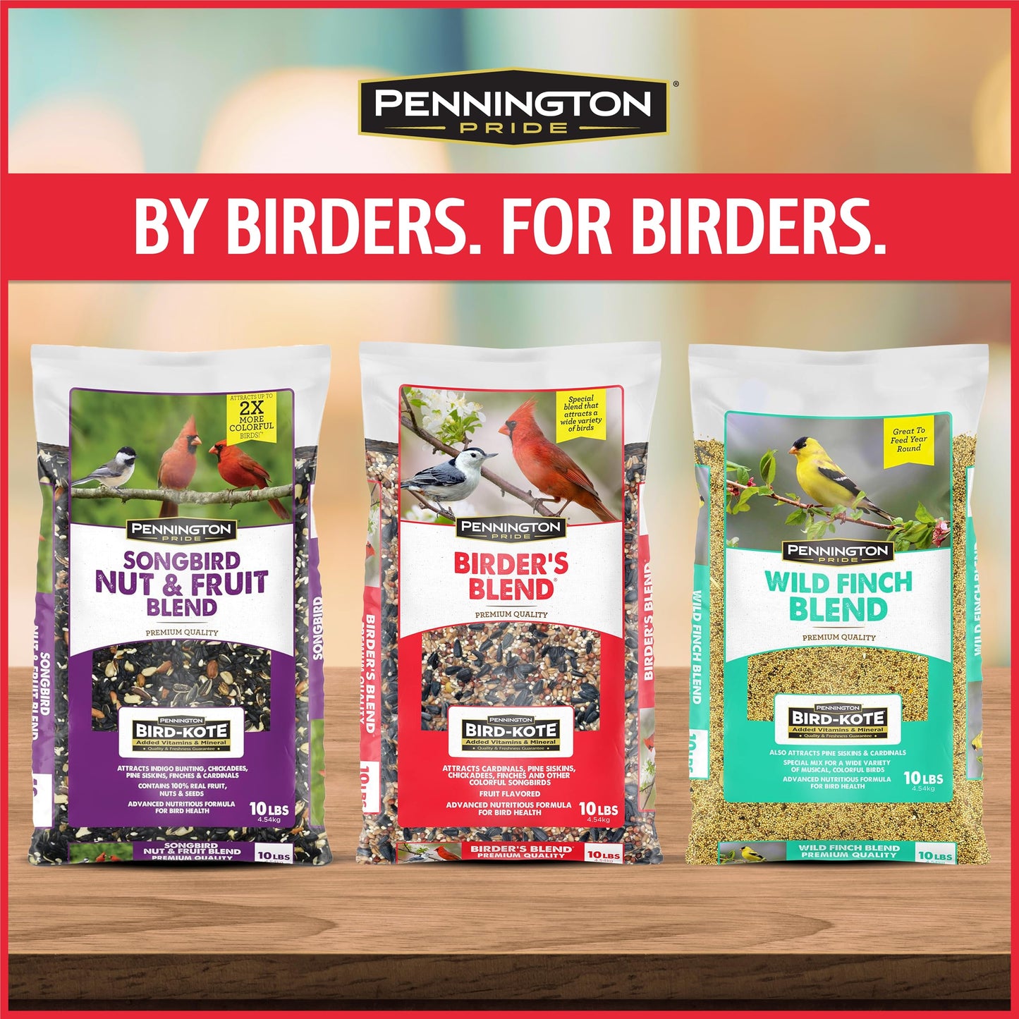 Pennington Pride Songbird Nut & Fruit Blend, Wild Bird Seed for Outside Feeders, Advanced Nutrition Formula for Bird Health, 10-lb. Bag