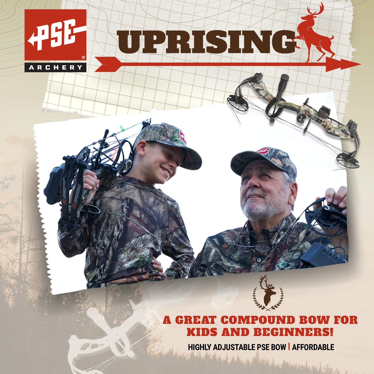 PSE ARCHERY Uprising Compound Bow Package for Adults, Kids & Beginners -Press Free Adjustment -Draw Range 14"-30"-Draw 15-80LB Pull -Up to 310 FPS