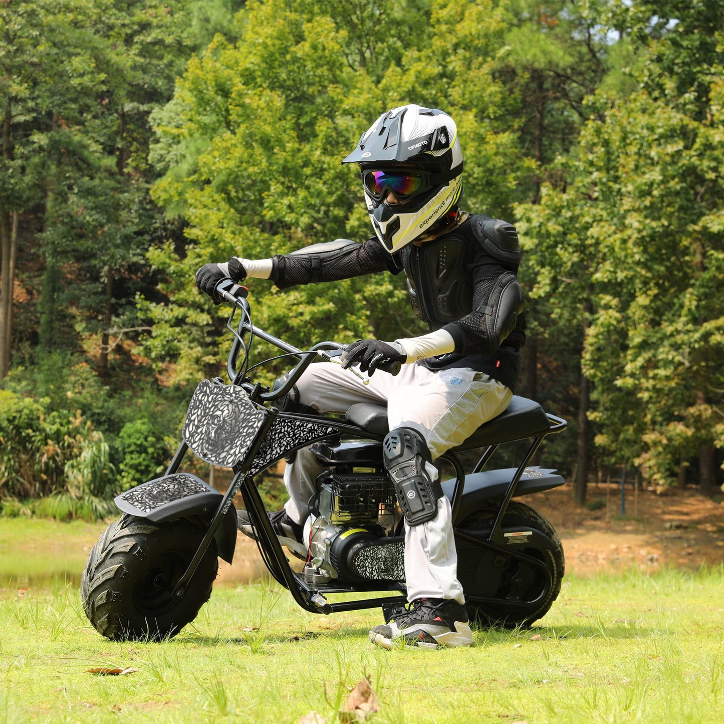 Oryxearth Mini Dirt Bike for Kids, 105CC 4-Stroke Kid Gas Powered Off-Road Pocket Pit Trail Motorcycle W/EPA Approved, Up to 24 Mph Weight Support 185 LBS