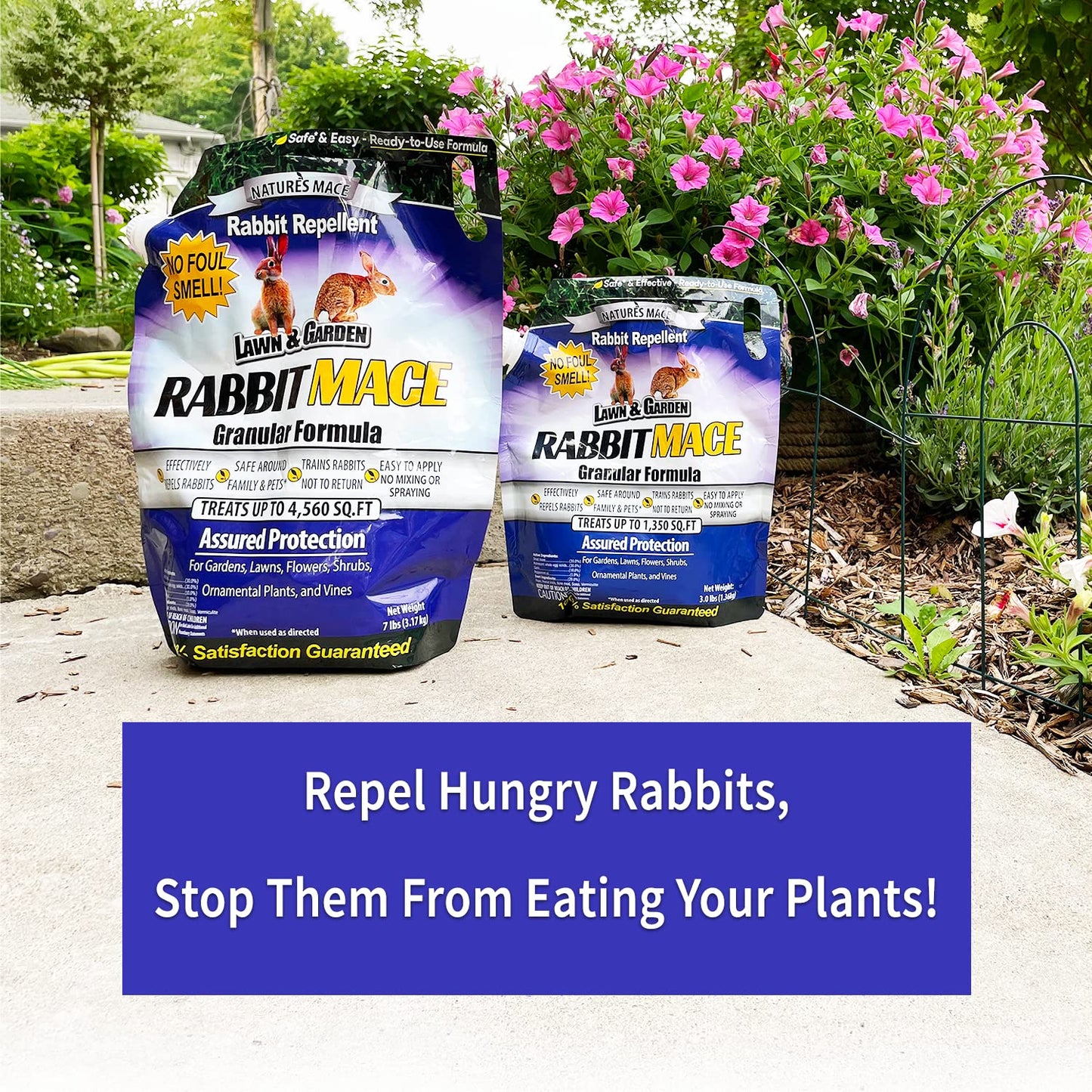 Nature's MACE Rabbit Repellent Granular, 7 Pounds, Treats 95,000 sq ft, Outdoors, Bunny Repellent, Keep Rabbits Out for Garden, Safe for Dogs, Pets, People, & Plants