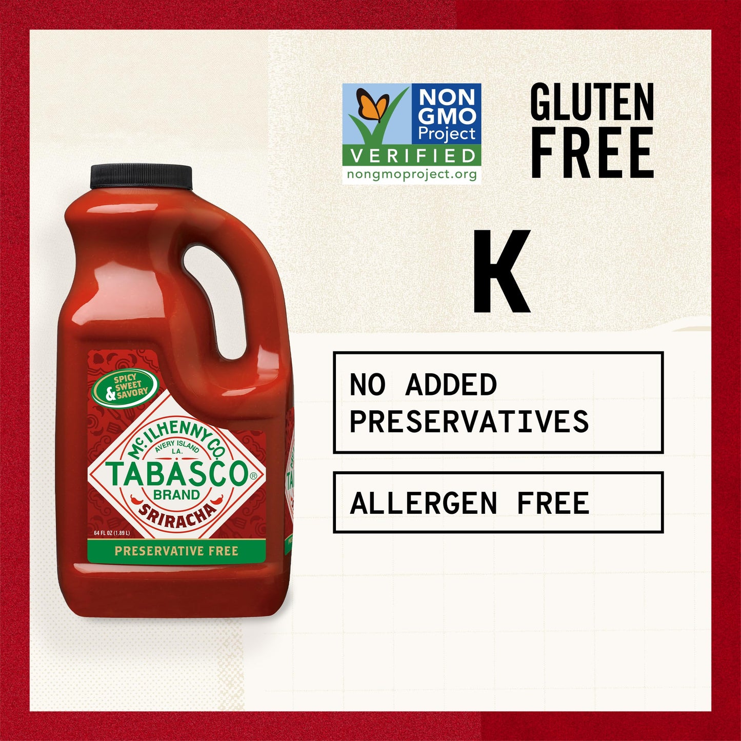 TABASCO Brand Original Red Pepper Hot Sauce, Medium Heat, Bulk Plastic Jug, Classic & Versatile, Three Simple Ingredients, For Large Recipes & Marinades, Great on Everything, 128 Fl Oz (Pack of 1)