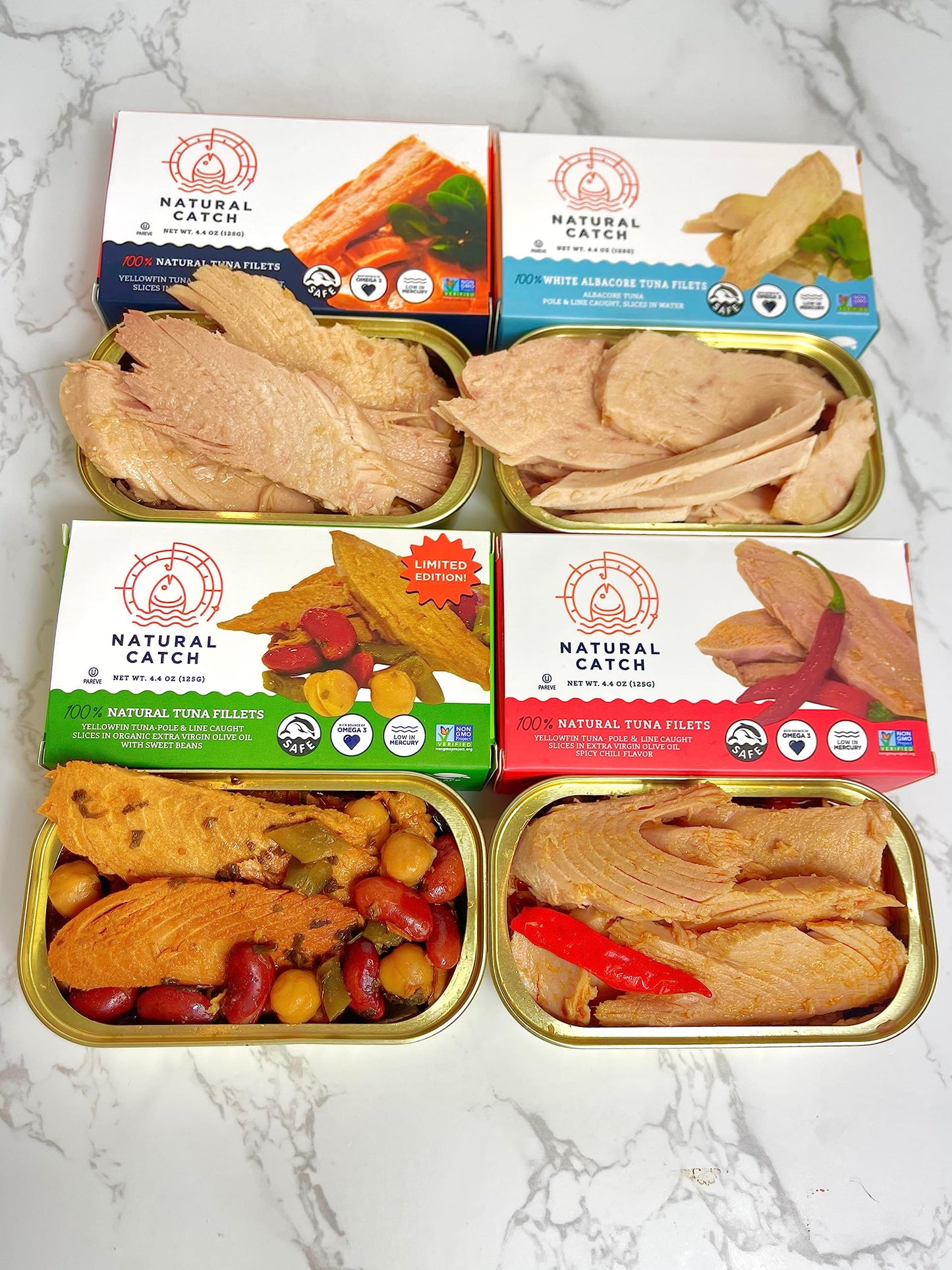 Natural Catch Tuna Filets, Hand Cut, Pole & Line Caught, Gluten-Free, Paleo, Keto Friendly (4.4 oz per can- Pack of 12)