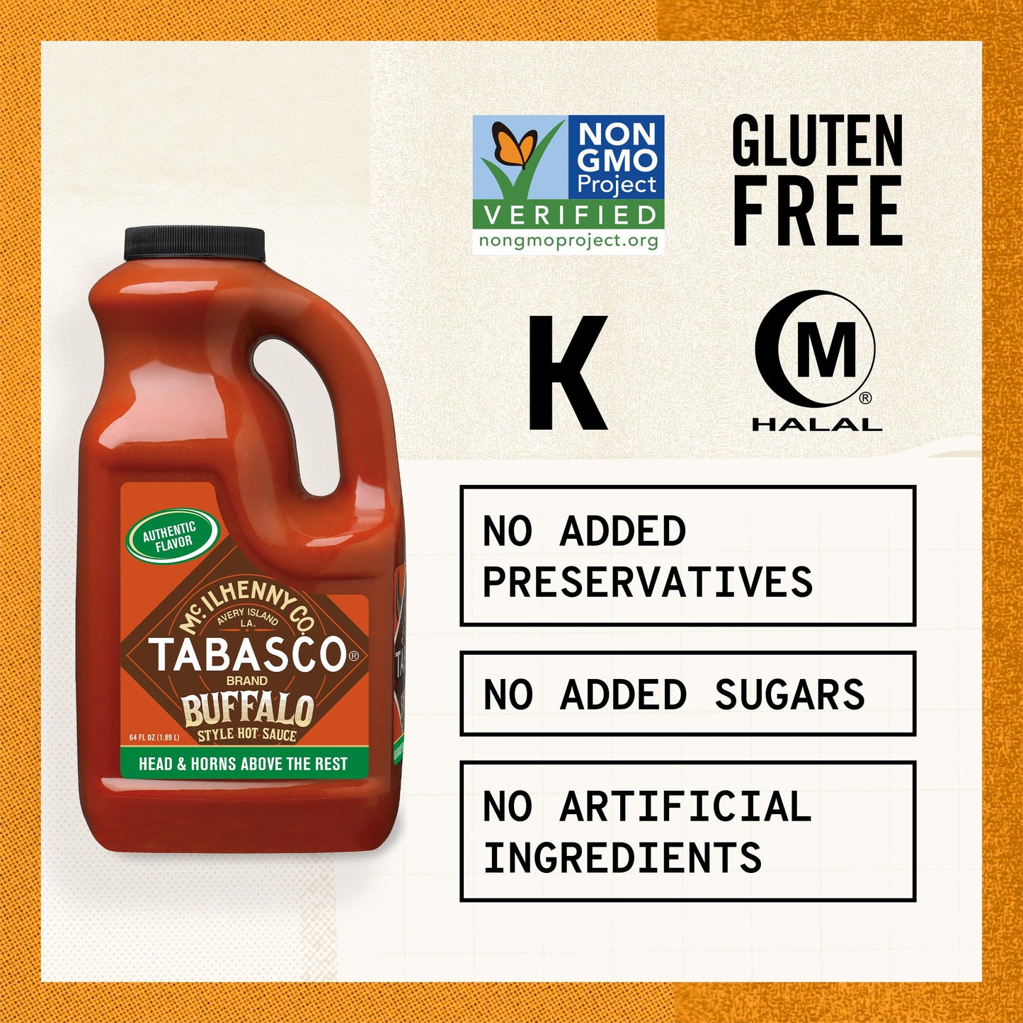 TABASCO Brand Original Red Pepper Hot Sauce, Medium Heat, Bulk Plastic Jug, Classic & Versatile, Three Simple Ingredients, For Large Recipes & Marinades, Great on Everything, 128 Fl Oz (Pack of 1)