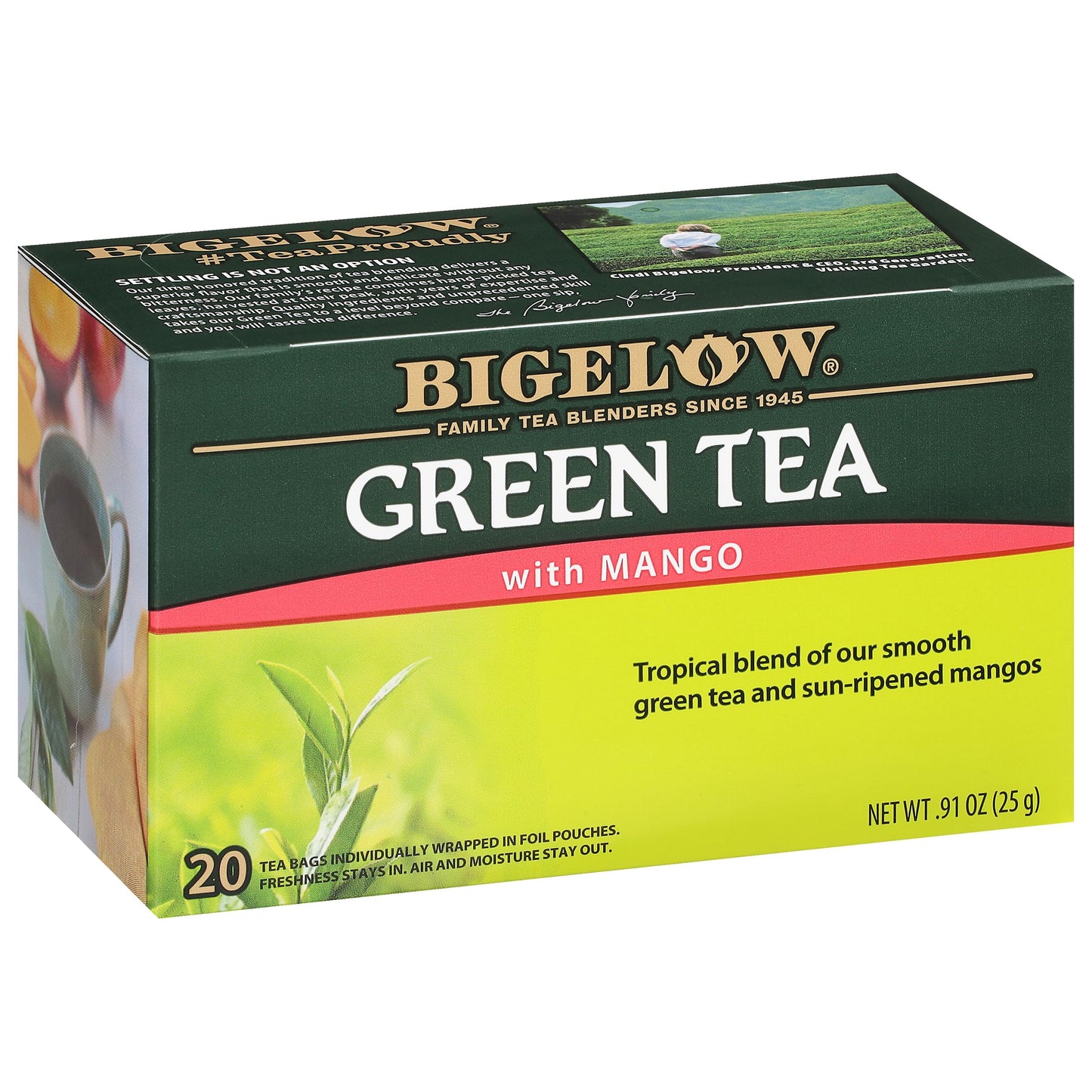 Bigelow Tea Green Tea Variety Pack, Classic Green Tea, Lemon, Pomegranate, Mint, Peach and Constant Comment Flavors, 20 Count Box (Pack of 6), 120 Total Tea Bags