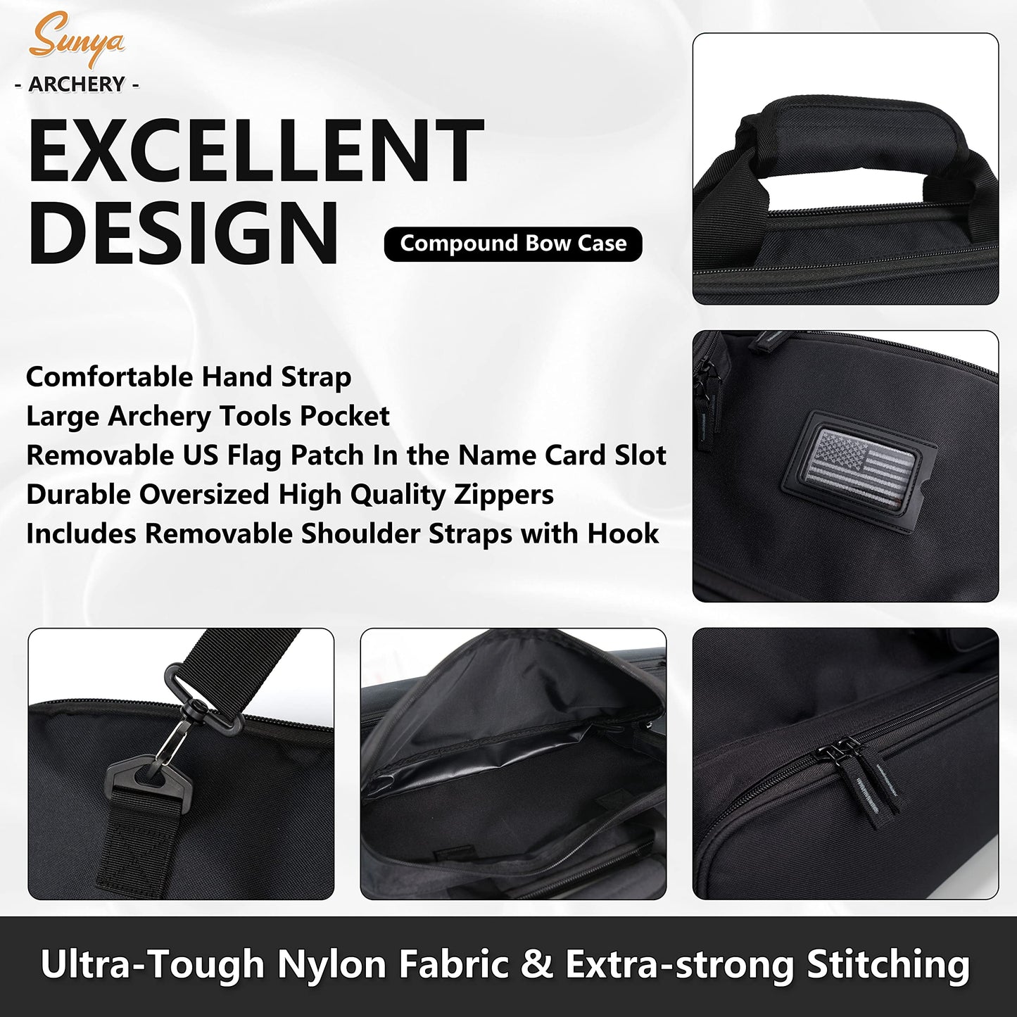 SUNYA Compound Bow Case with Molle System - Neoprene Bow String Protection & Padded Shoulder Sling - Soft Carrying Case for Archery Accessories, Equipment