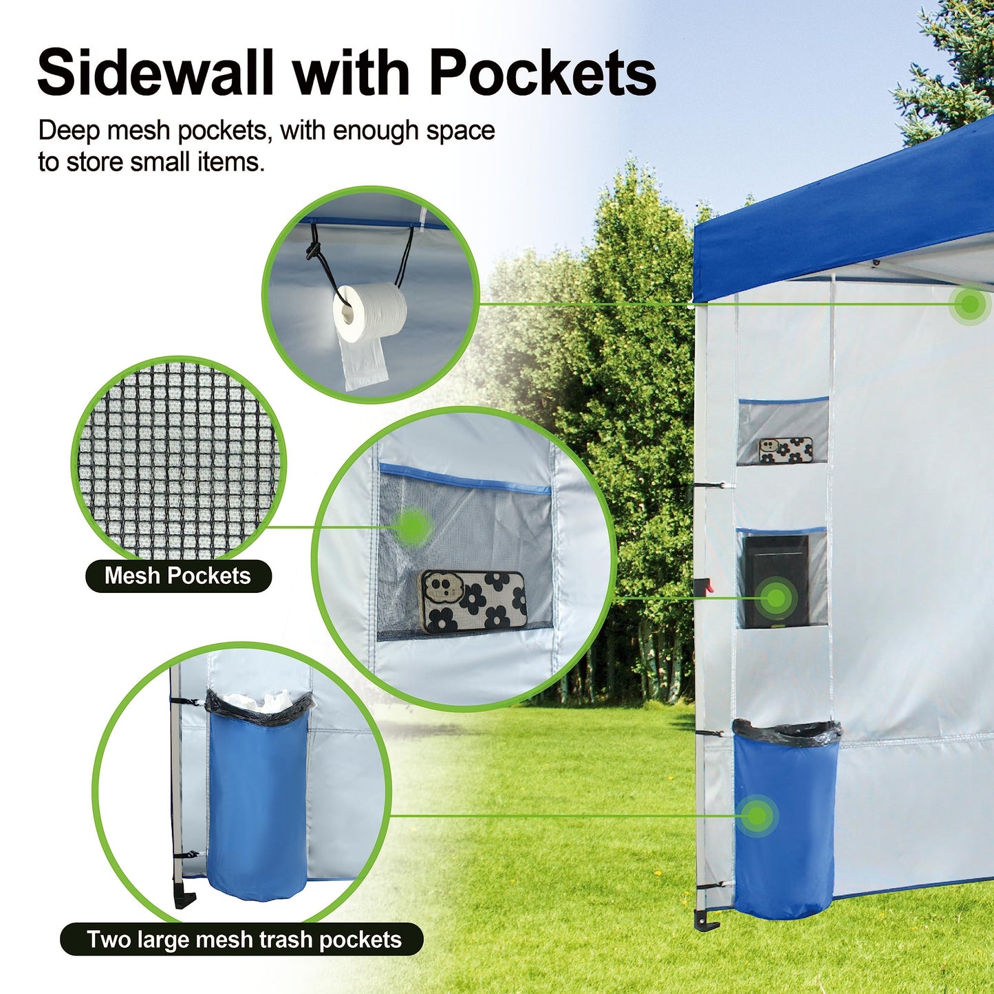 CROWN SHADES Canopy Tent 10x10 Pop Up Canopy Outdoor Shade with Pockets Sidewall, Easy Up Sun Shelter with One Person Set Up Center Lock, Portable Instant Camping Beach Canopy Tents, Forest Green
