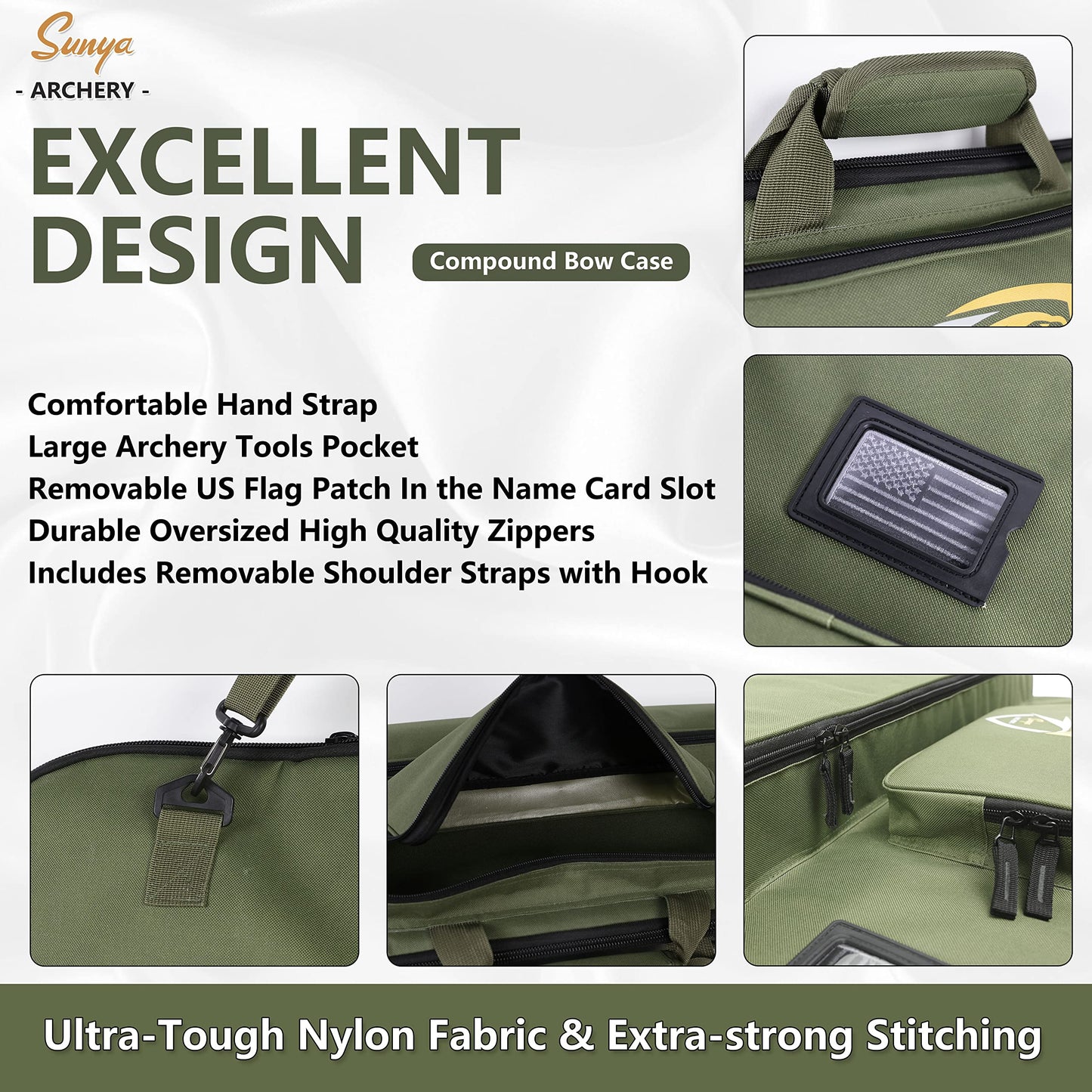 SUNYA Compound Bow Case with Molle System - Neoprene Bow String Protection & Padded Shoulder Sling - Soft Carrying Case for Archery Accessories, Equipment