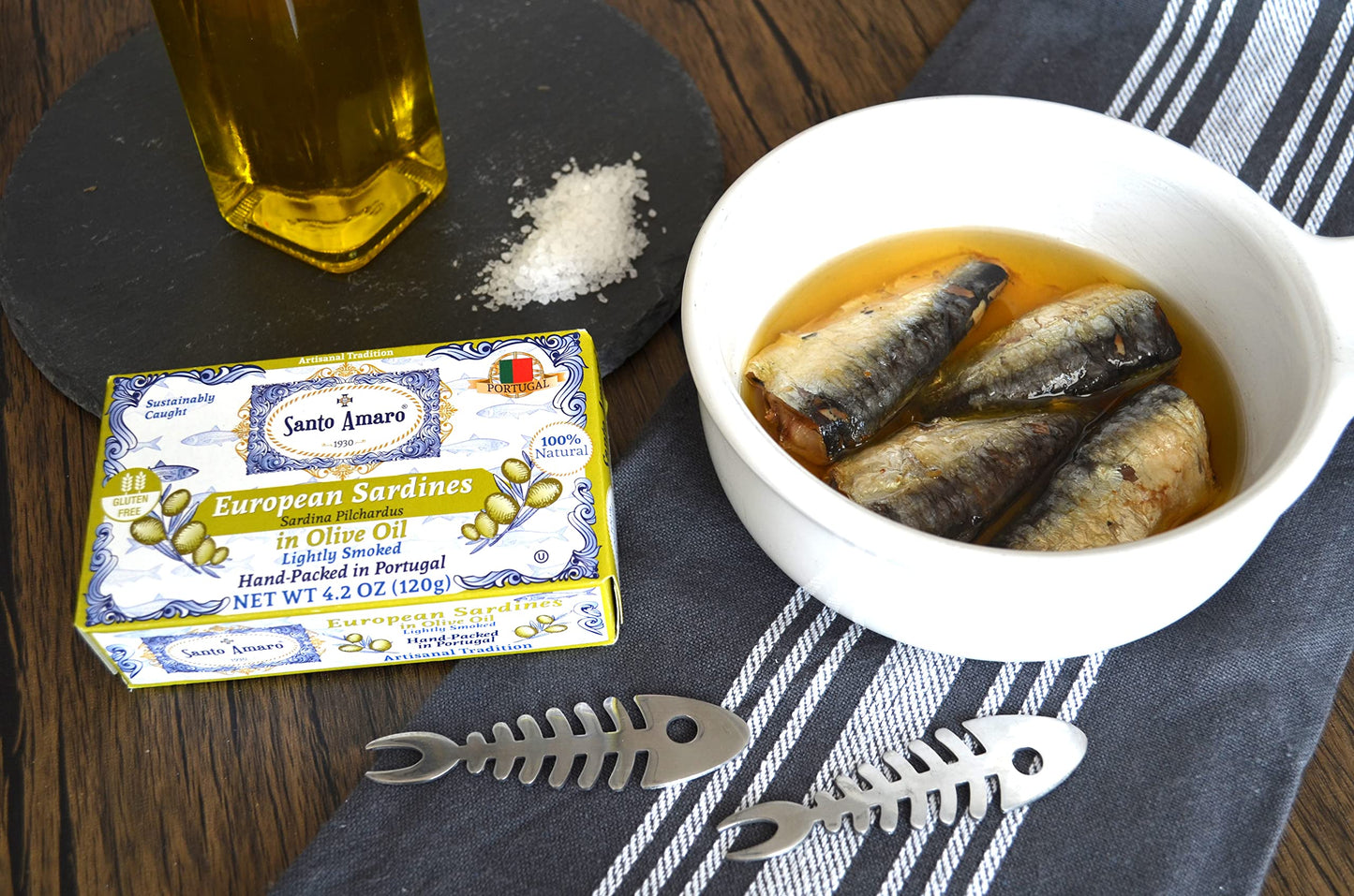 Santo Amaro - 6 Flavor Variety Pack Sampler European Wild Sardines - Virgin Olive Oil - Tomato Sauce from Puree - Virgin Olive Oil & Spicy Red Piri Piri Pepper - Spring Water - Virgin Olive Oil & Lisbon Lemon - Tomato Puree with Spicy Red Piri Piri Pepper