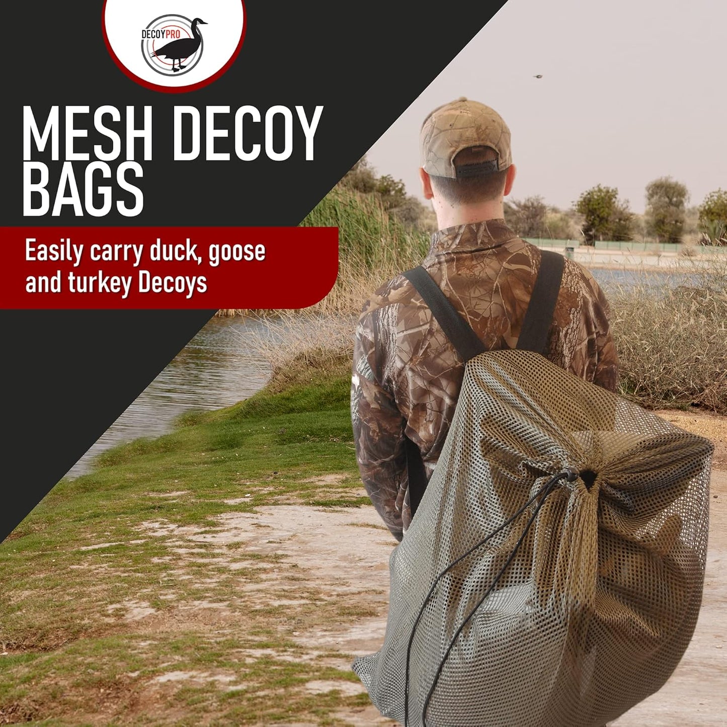 DecoyPro Mesh Decoy Bags - Hunting Equipment to Protect Turkey, Goose & Duck Decoys - 2 Decoy Bag Bundle - Fits Up to 2 Dozen Decoys