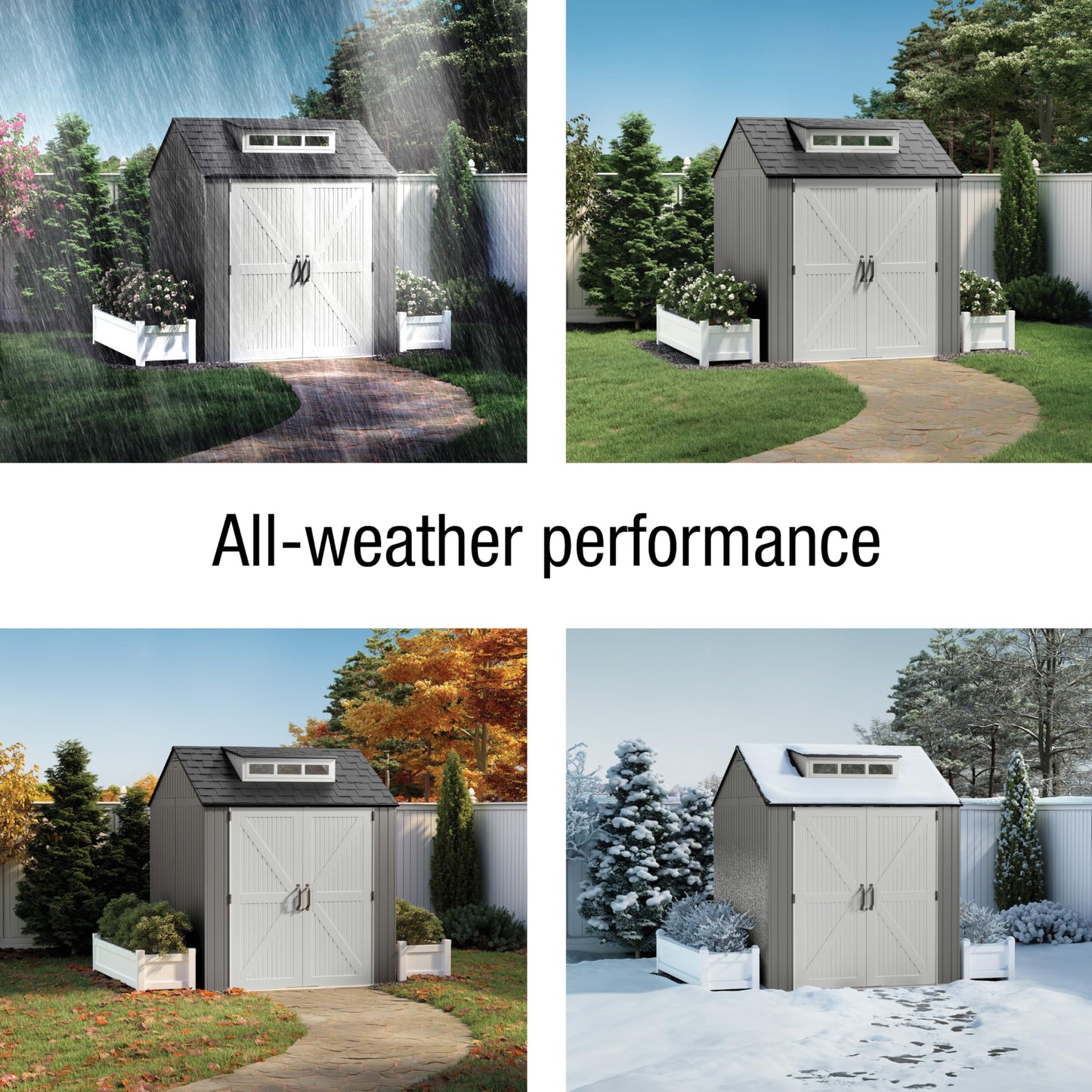 Rubbermaid Extra Large Resin Outdoor Storage Shed With Floor (7 x 10 Ft.), Weather Resistant, Brown, Organization for Home/Lawn Mower/Backyard Equipment/Bike Storage/Pool Supplies