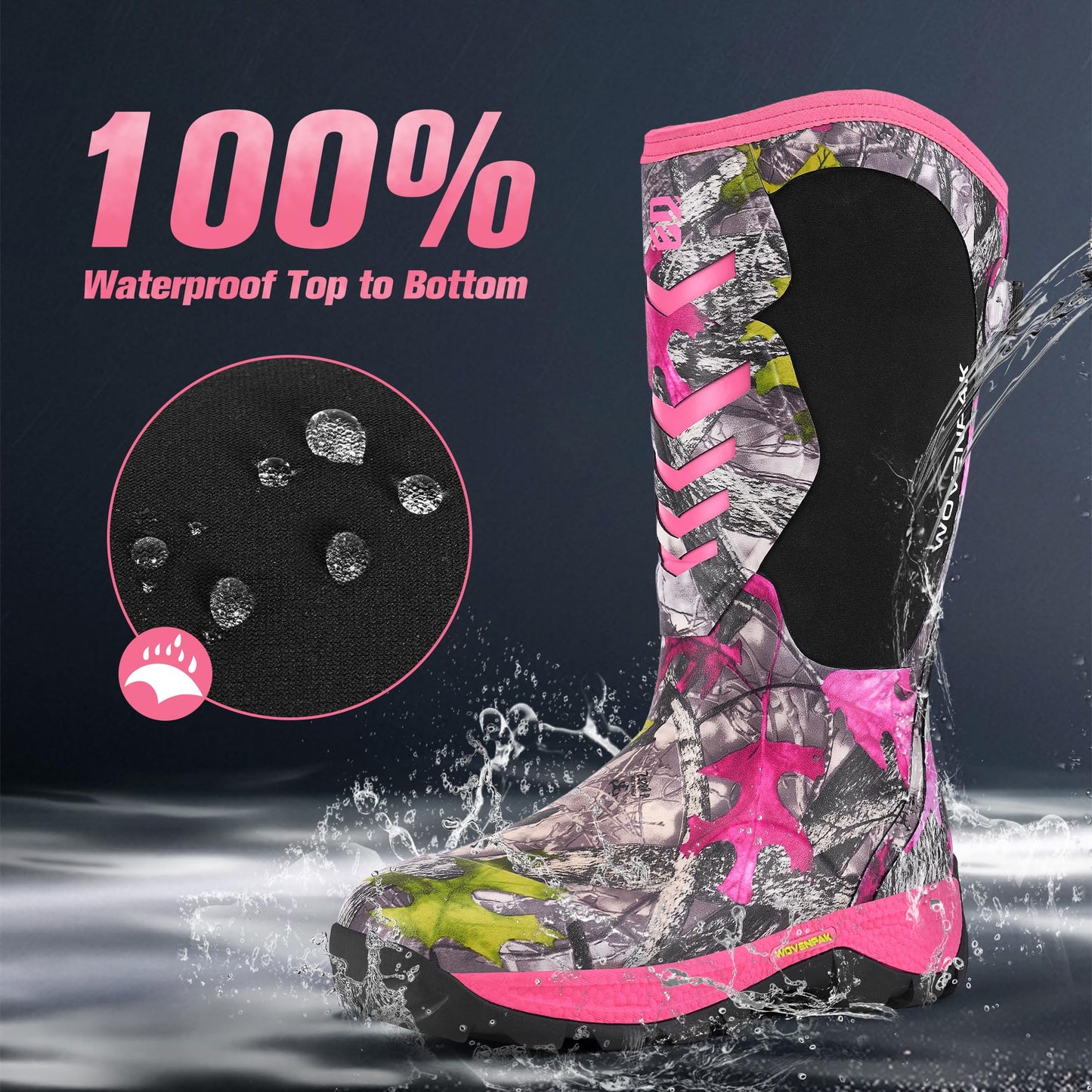 Wovenpak Rain Boots Women, Rubber Boots for Women Insulated Hunting Boots with Steel Shank, Waterproof Boots for Women, Womens Work Boots 6mm Neoprene Rain Boots Outdoor, Size 6-11