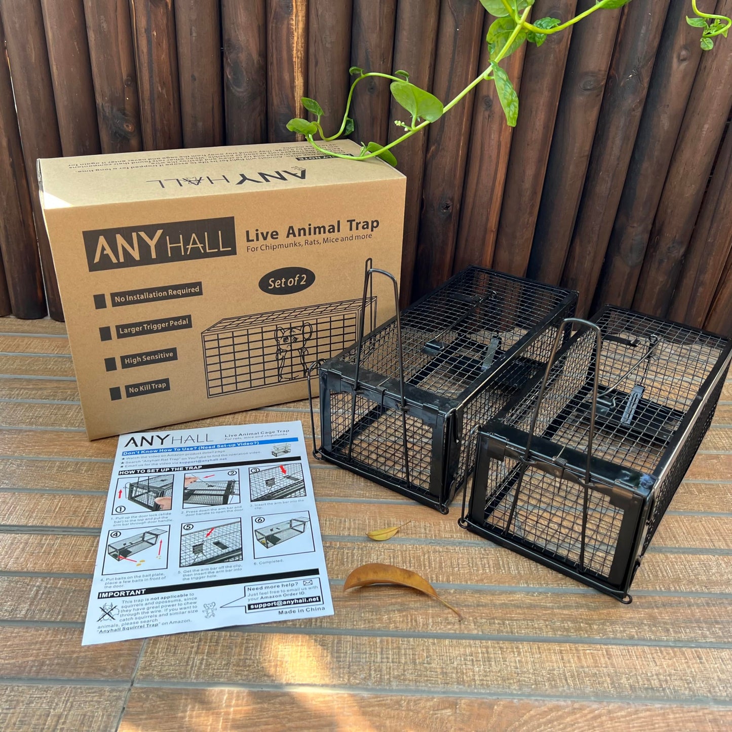 2-Pack Rat Traps Humane Live Mouse Vole Chipmunk Trap Cage for Indoors and Outdoors (Black)