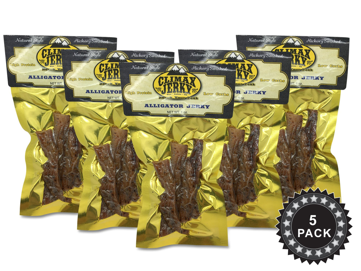Premium All Natural 1 OZ. Smoked Original Style Alligator Jerky – 100% Made From Solid Strips of Gator - No Preservatives - High Protein - Low Carbs (Alligator Smoked 1 Pack)