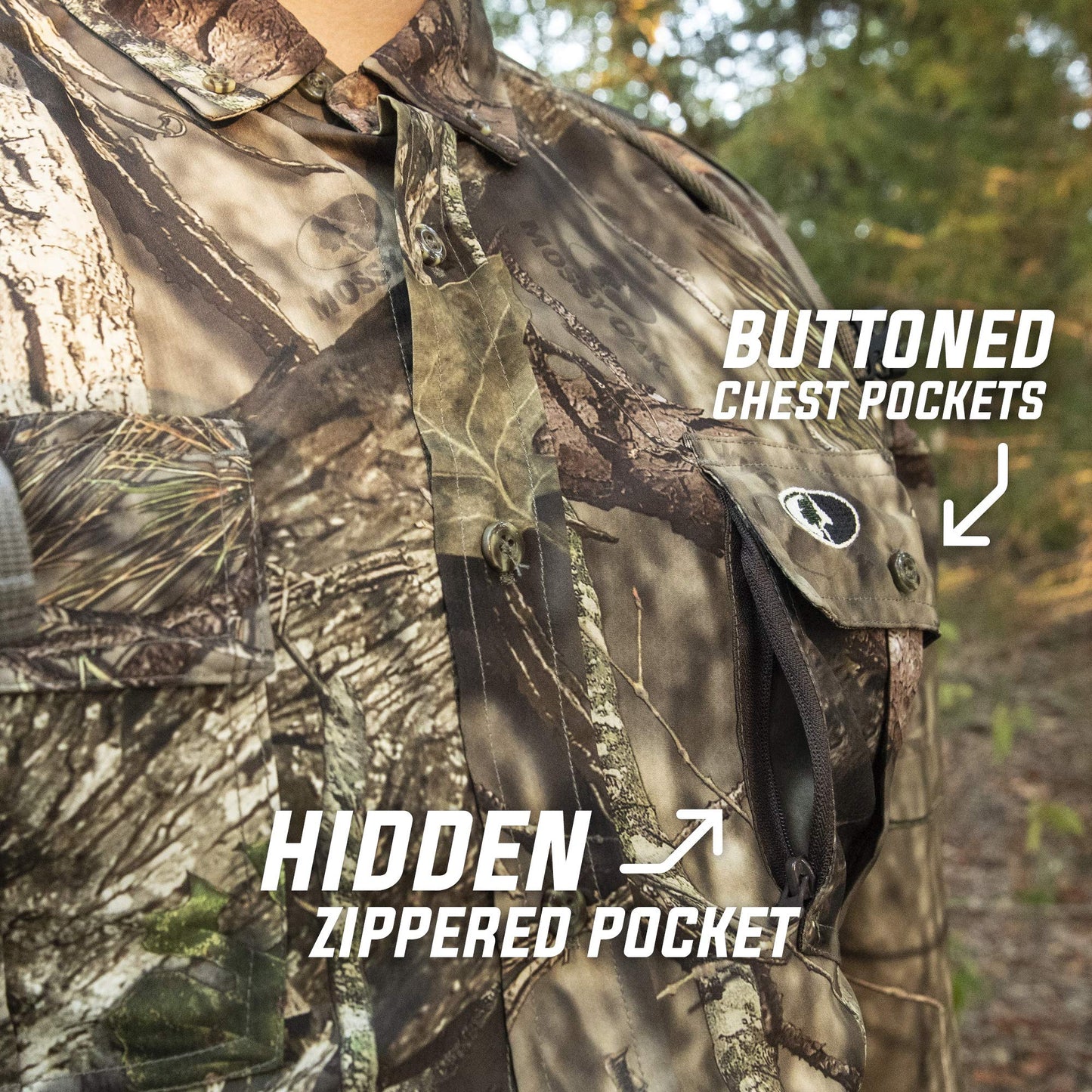 Mossy Oak Men's Tibbee Technical Lightweight Camo Hunting Shirt