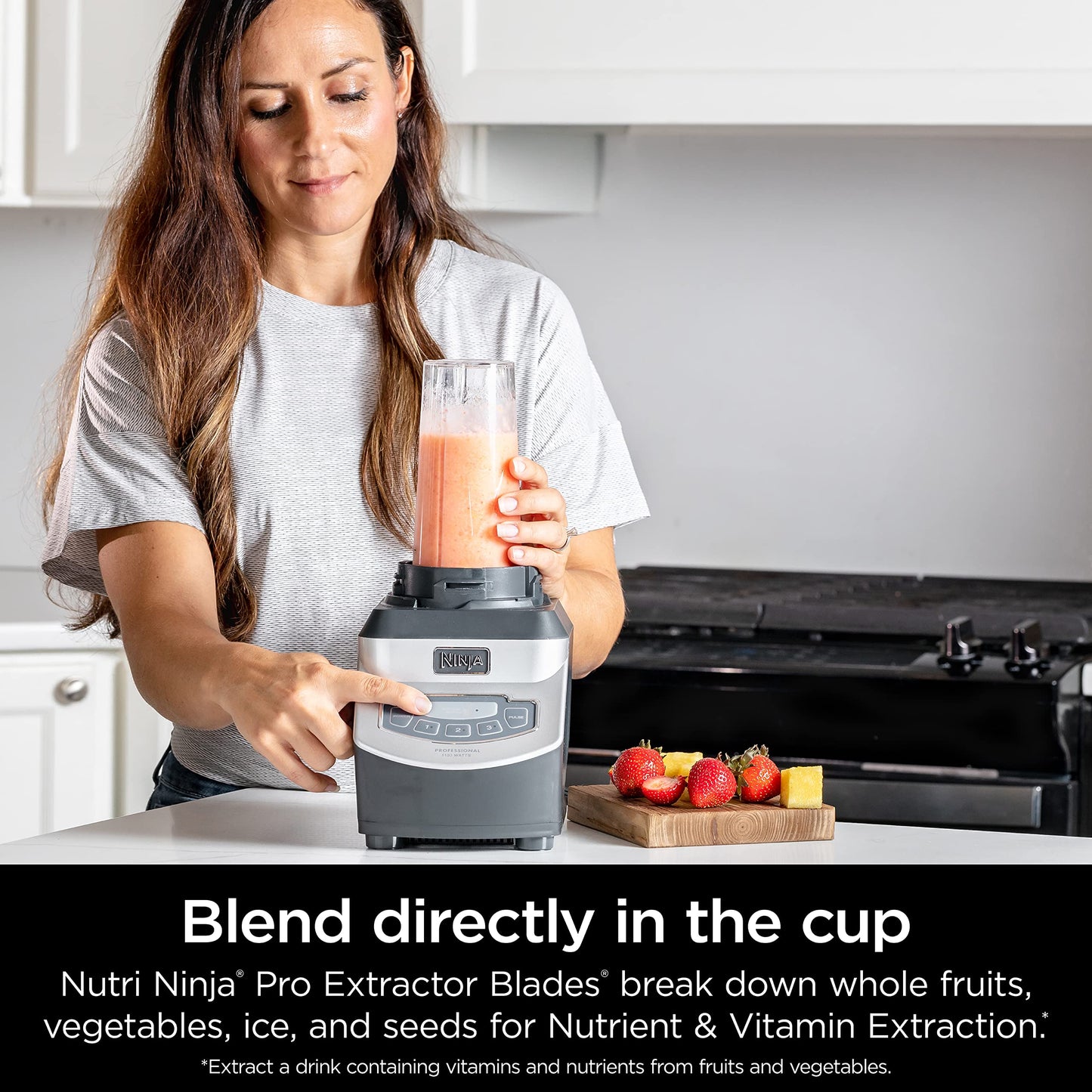 Ninja Professional Blender 1000W, Total Crushing Technology for Smoothies, Ice Crushing & Frozen Fruit, Full-Size Countertop Blender, 72-oz. Pitcher, Black & Grey, BL610