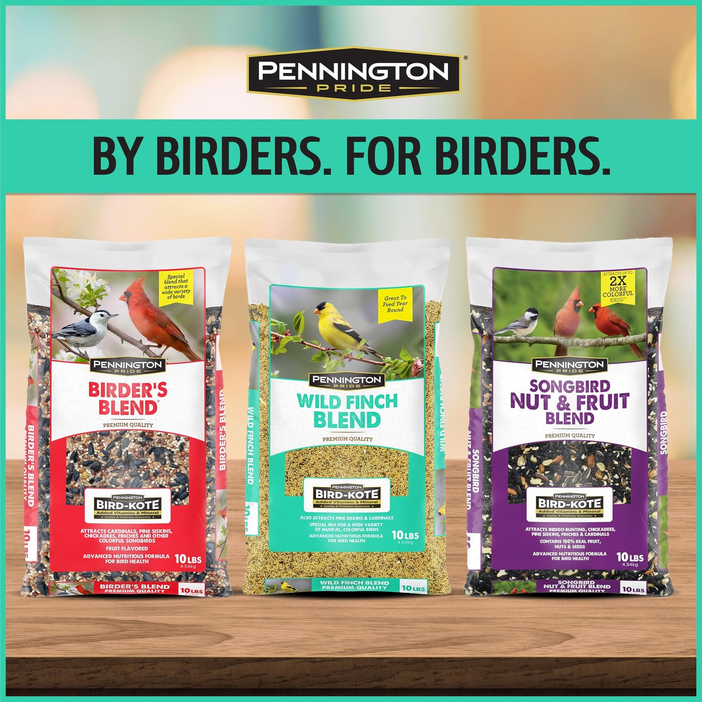 Pennington Pride Songbird Nut & Fruit Blend, Wild Bird Seed for Outside Feeders, Advanced Nutrition Formula for Bird Health, 10-lb. Bag