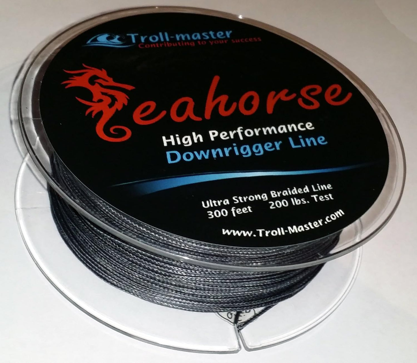 Seahorse High Performance Downrigger Braided Line Black 200 Lbs Test 300 Feet Spool