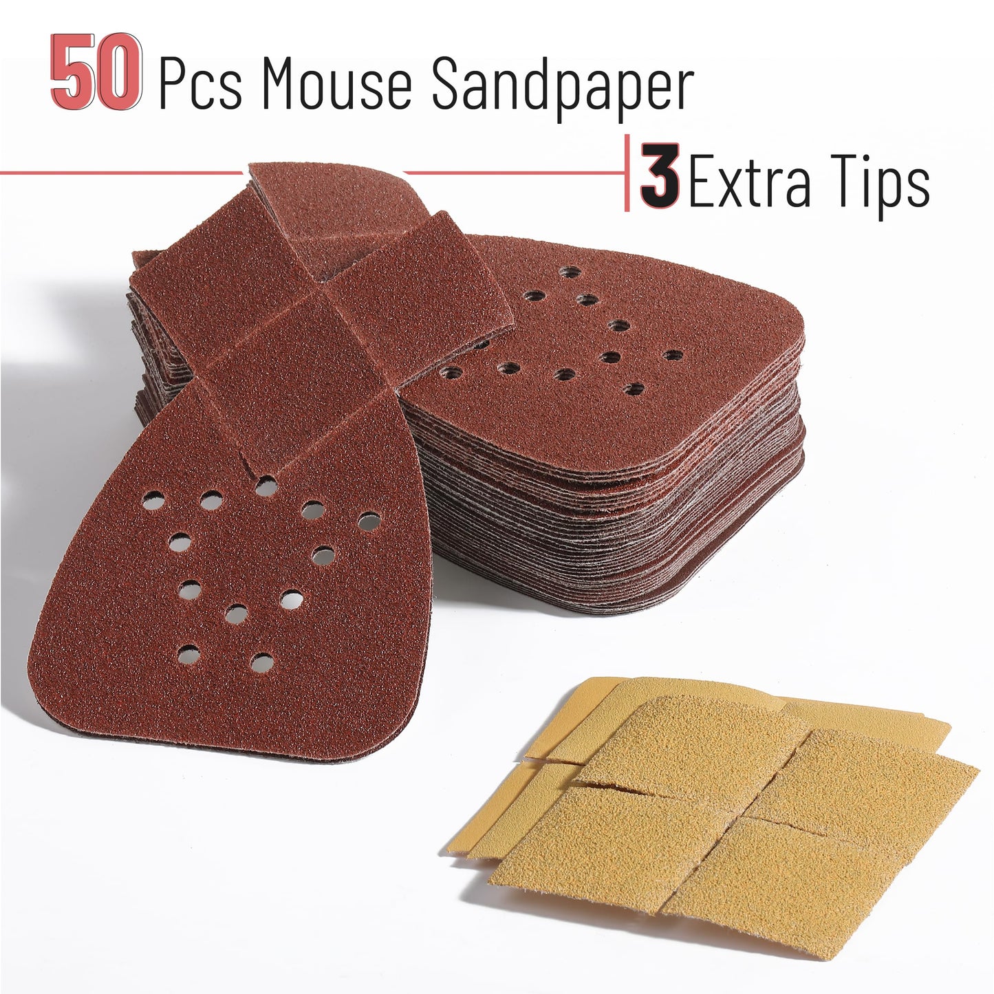 Bates- Mouse Detail Sander Sanding Pads, 30 pcs, 40/80/120/180/240 Grits, Palm Sander Sandpaper