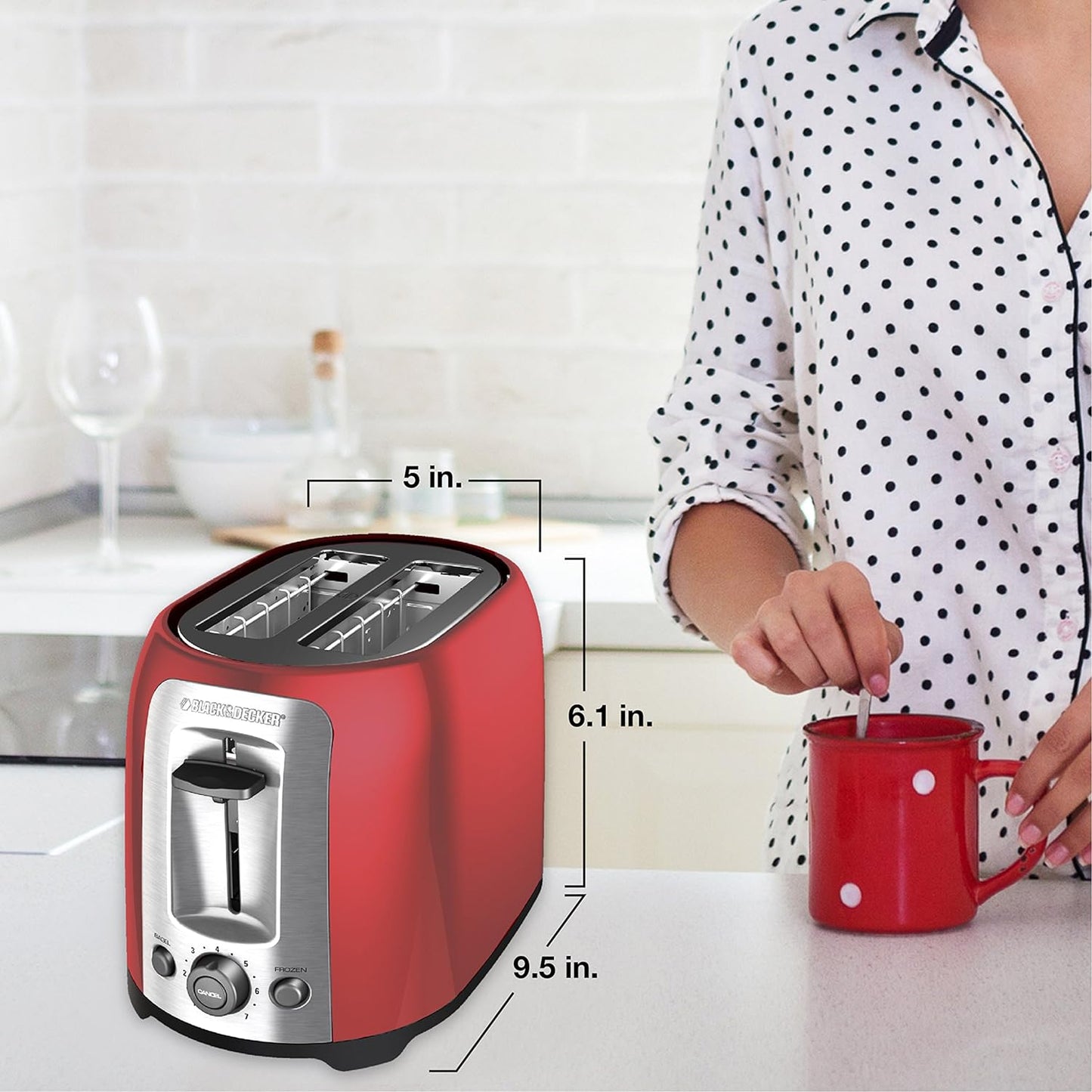 BLACK+DECKER 4-Slice Toaster, Extra Wide Slots, 7 Shade Settings, 1400 Watts, Frozen and Bagel Buttons, Toast Shade Selector, Extra Lift