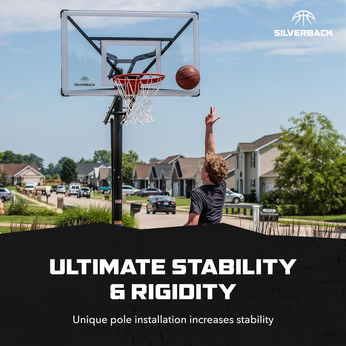 Silverback NXT 54" In-Ground Basketball Hoop with Adjustable-Height Backboard and QuickPlay Design , Black