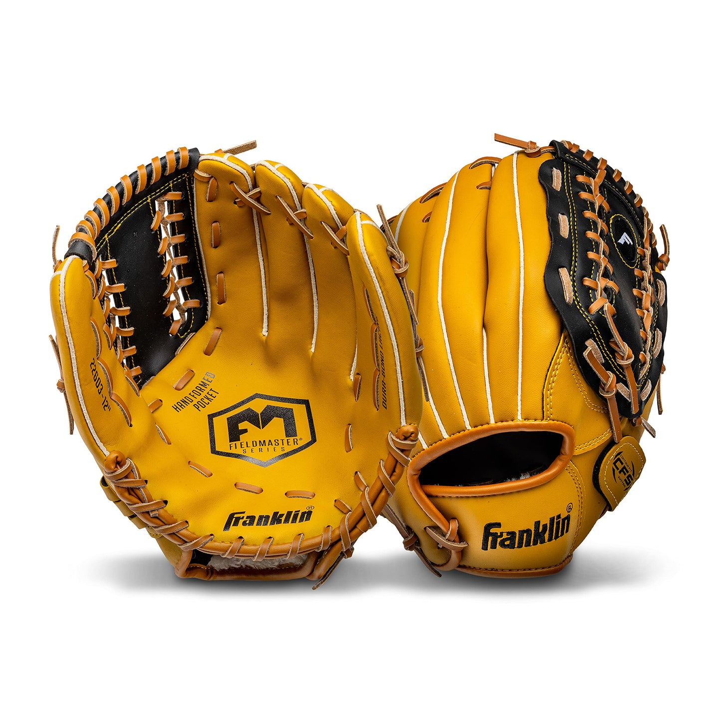 Franklin Sports Baseball and Softball Glove - Fieldmaster Adult + Youth Baseball Gloves - Men's + Women's Infield + Outfield Mitt - Right Hand Throw - 12"