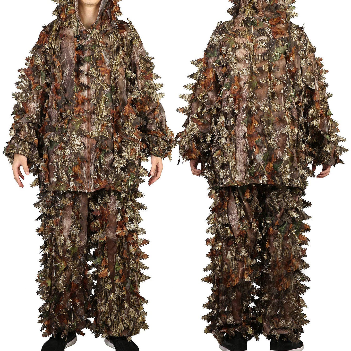 EAmber Ghillie Suit Gilly Hunting Suits Pants 3D Leaf Camo Camouflage Coveralls Youth Adult Lightweight Clothes
