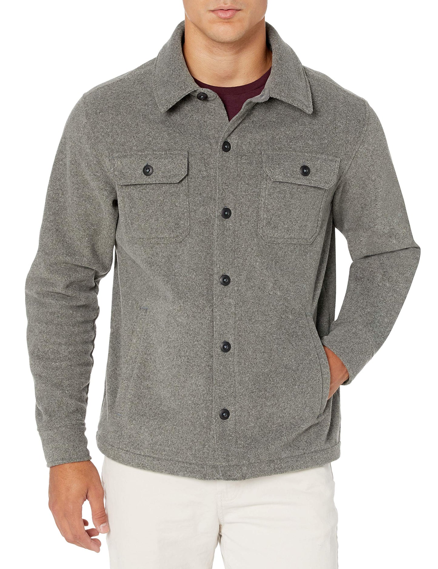 Amazon Essentials Men's Long-Sleeve Polar Fleece Shirt Jacket