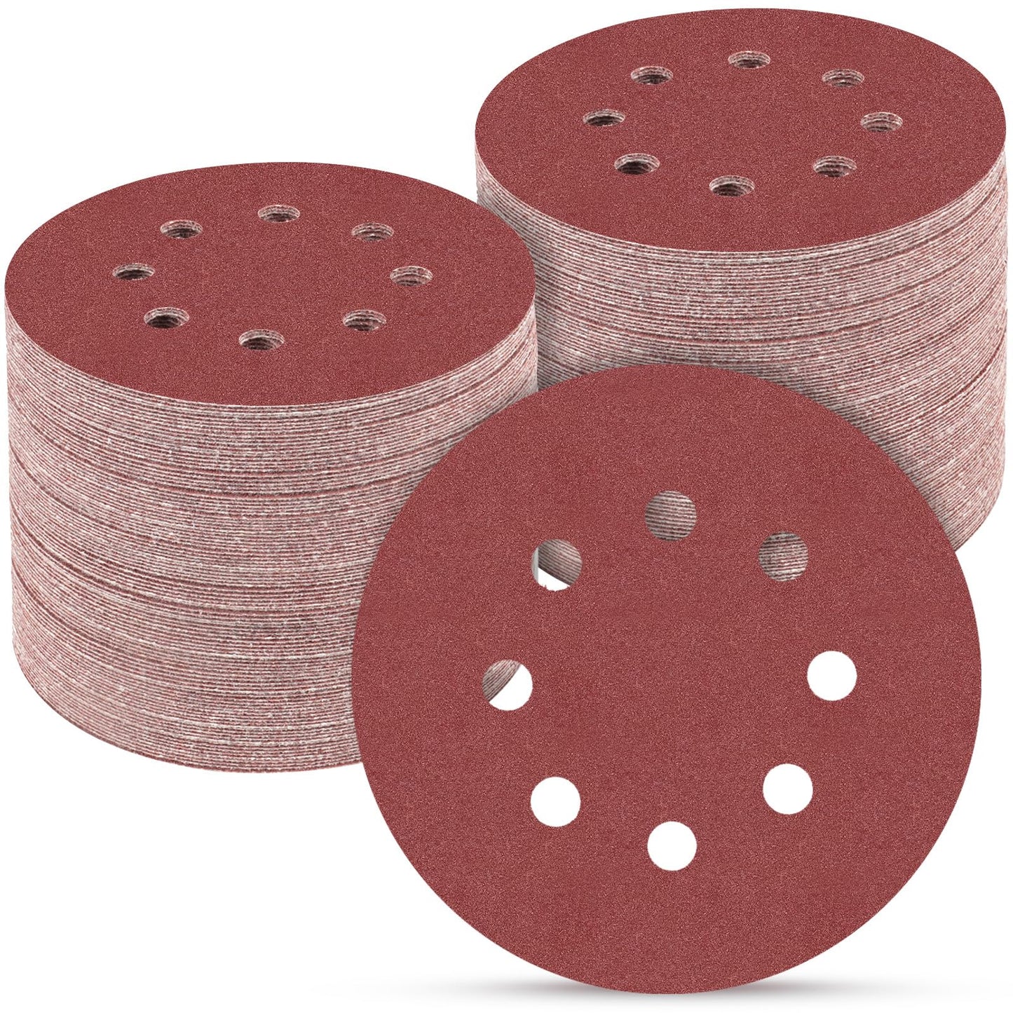 100 PCS 5 Inch Sanding Discs 120 Grit, Round Hook and Loop Sandpaper for Random Orbital Sander