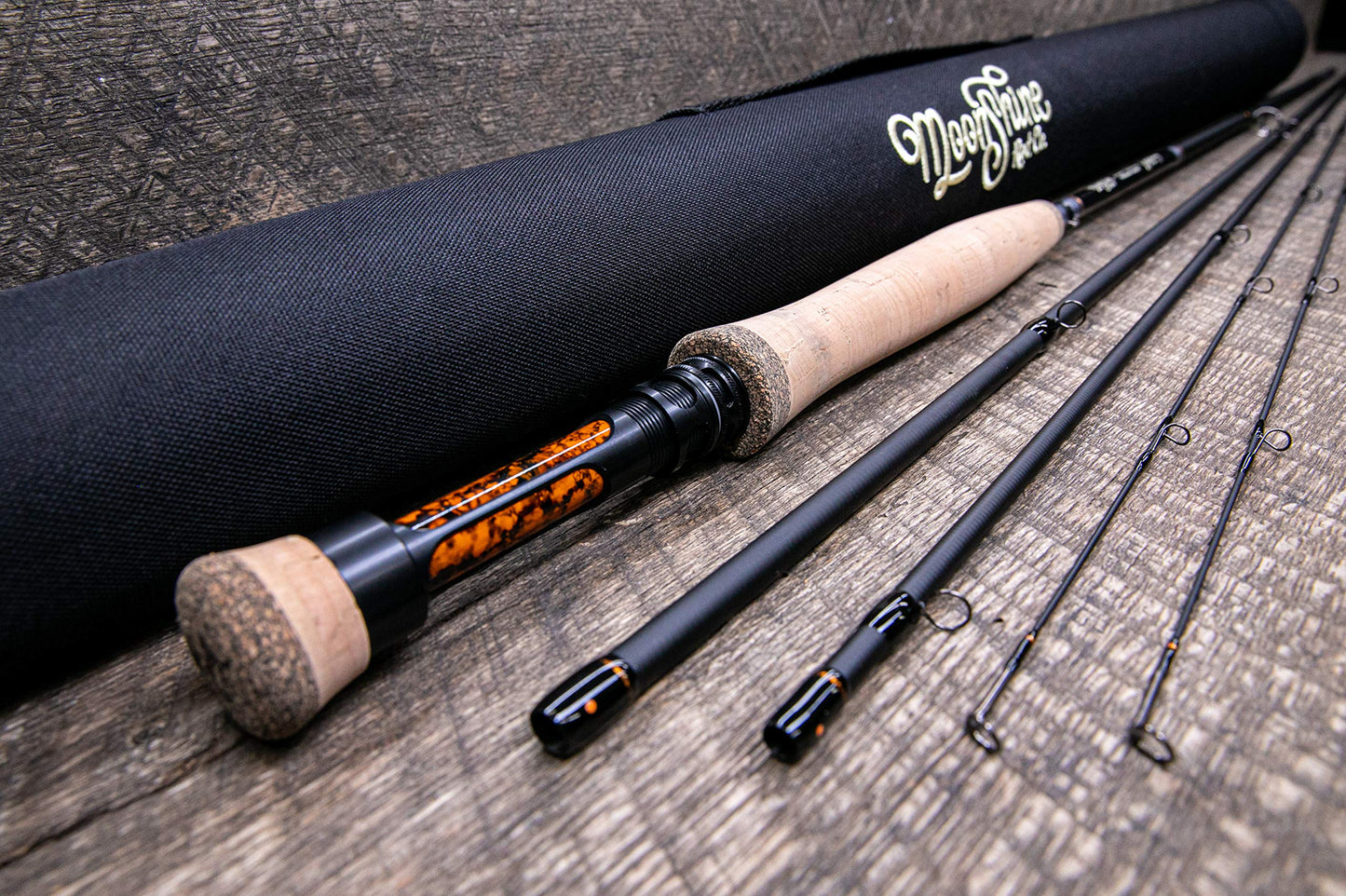 Moonshine Rod Co. Fly Fishing Rod with Carrying Case and Extra Rod Tip Section, Slow-Medium-Fast Action