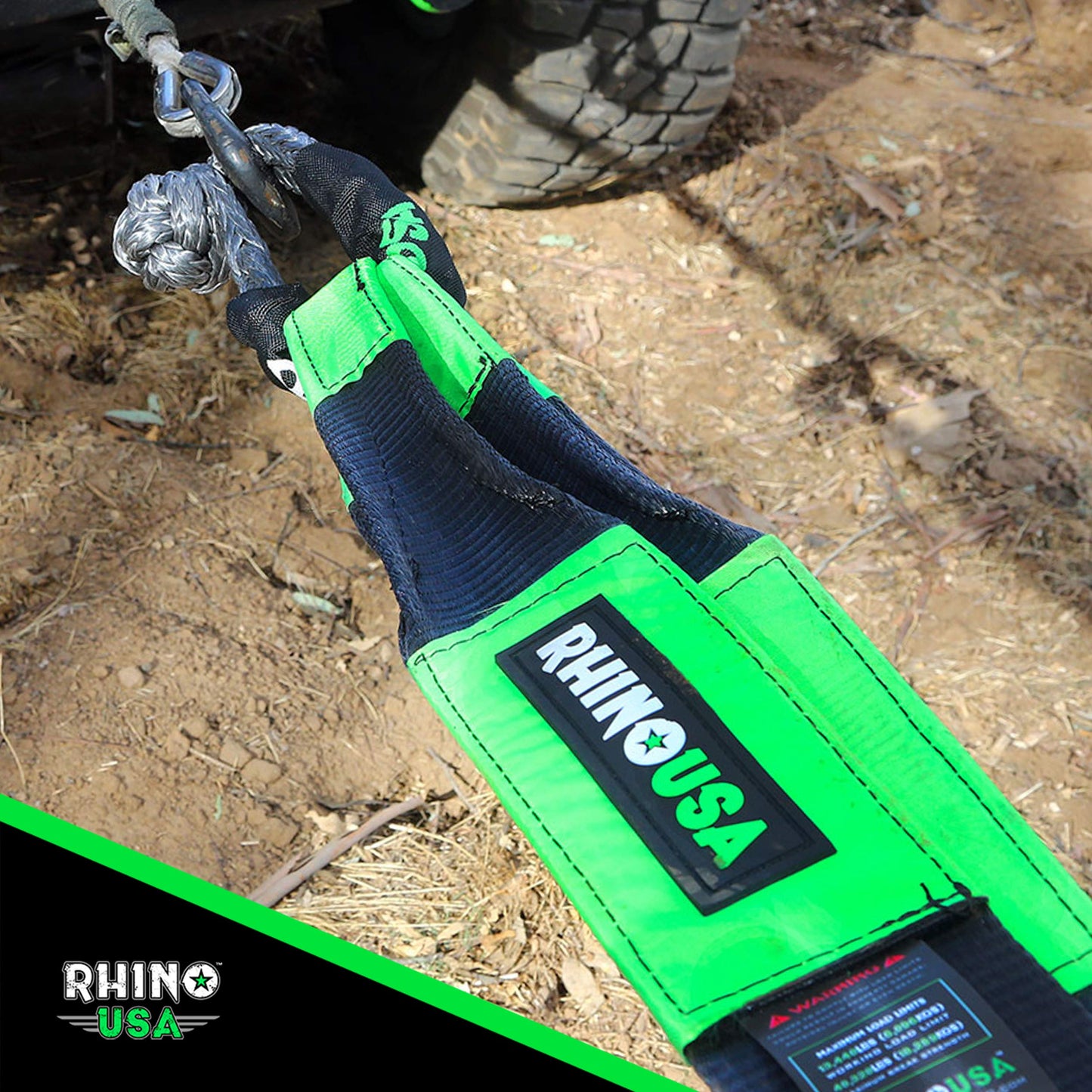 Rhino USA Recovery Tow Strap (3" x 20') - 31,518lb Break Strength - Emergency Recovery Strap Tow Rope for Truck, UTV, ATV & More - Heavy Duty Towing Strap for Offroad 4x4 Use - Compatible with Jeep