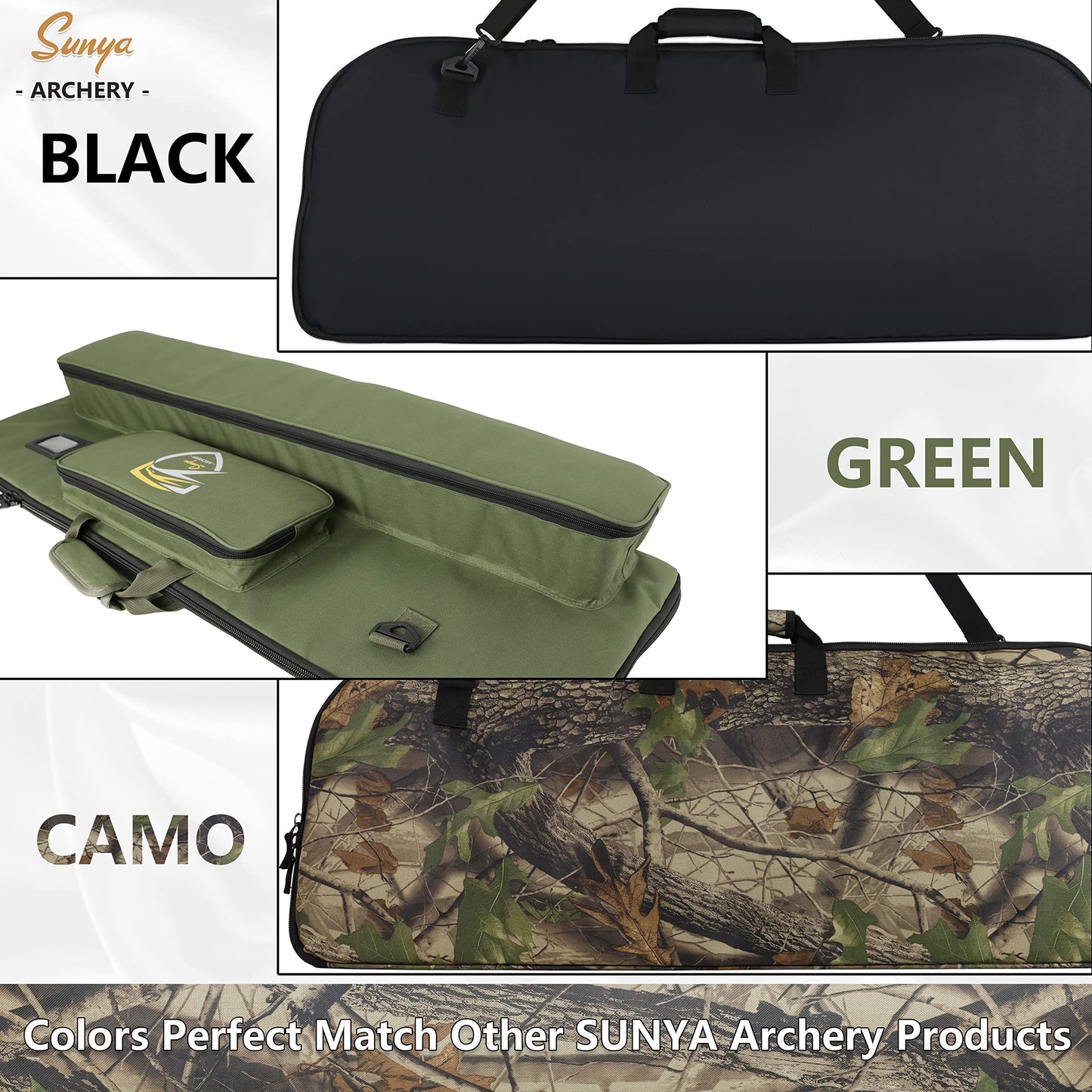 SUNYA Compound Bow Case with Molle System - Neoprene Bow String Protection & Padded Shoulder Sling - Soft Carrying Case for Archery Accessories, Equipment