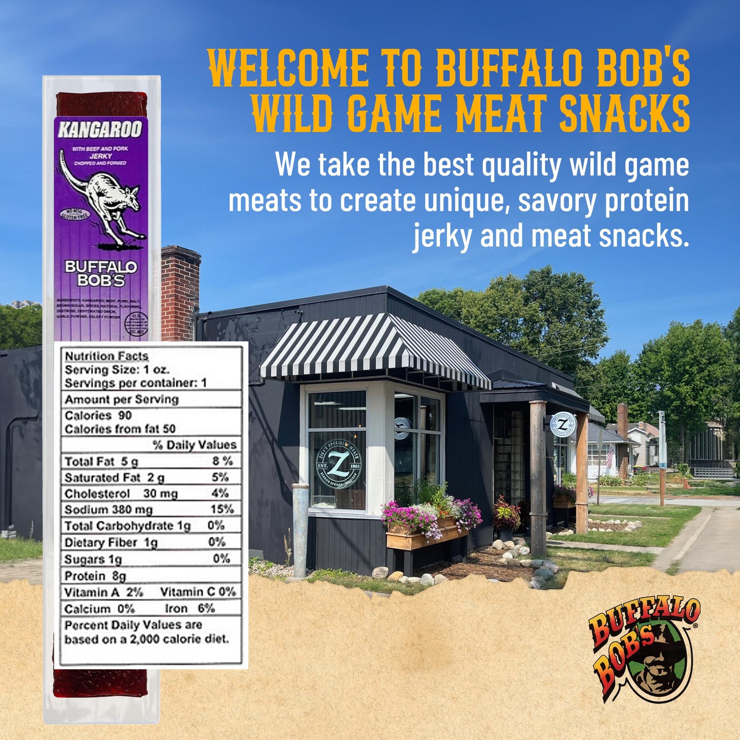 Buffalo Bob's Exotic Jerky (10-Pack), 10 Flavor Variety Pack of Snack Sticks, Wild Game Beef Gifts for Men