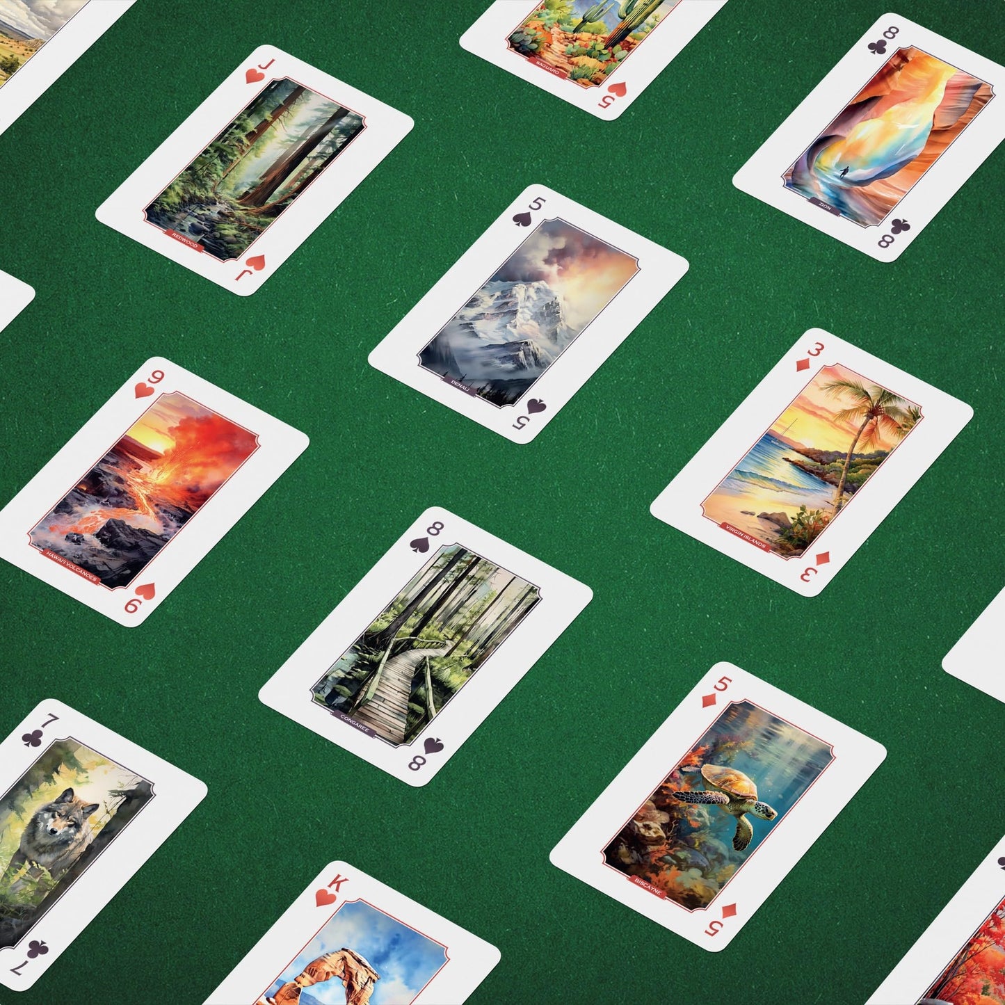 Underdog Games National Parks Themed Playing Cards | 52 Pieces of Stunning Custom Art | Unique Park for Every Card in The Deck