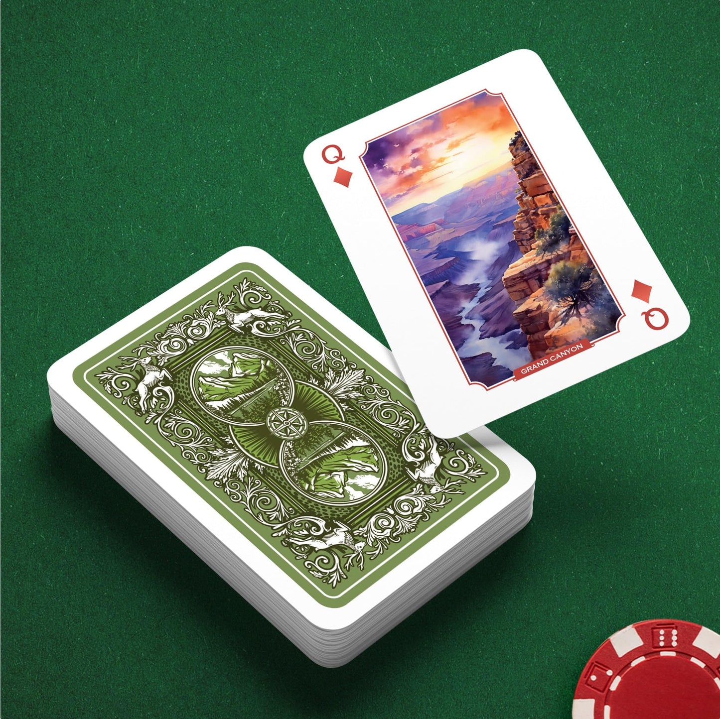 Underdog Games National Parks Themed Playing Cards | 52 Pieces of Stunning Custom Art | Unique Park for Every Card in The Deck