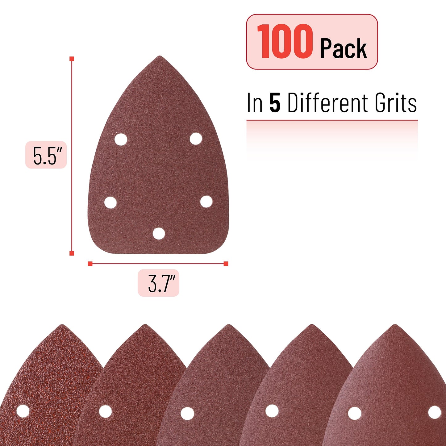 Bates- Mouse Detail Sander Sanding Pads, 30 pcs, 40/80/120/180/240 Grits, Palm Sander Sandpaper