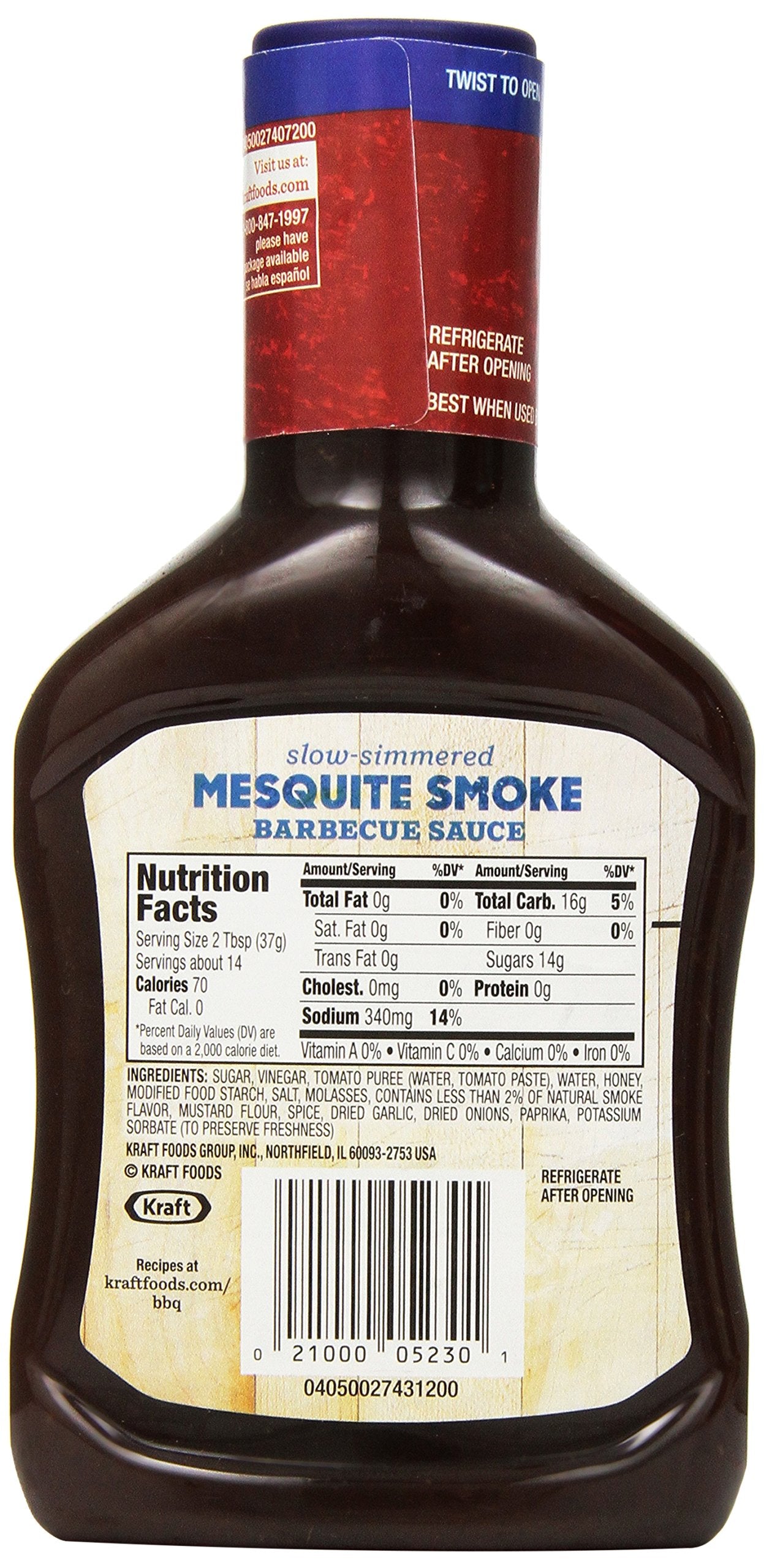 Kraft Sweet Brown Sugar Slow-Simmered Barbecue Sauce, 18 oz Bottle