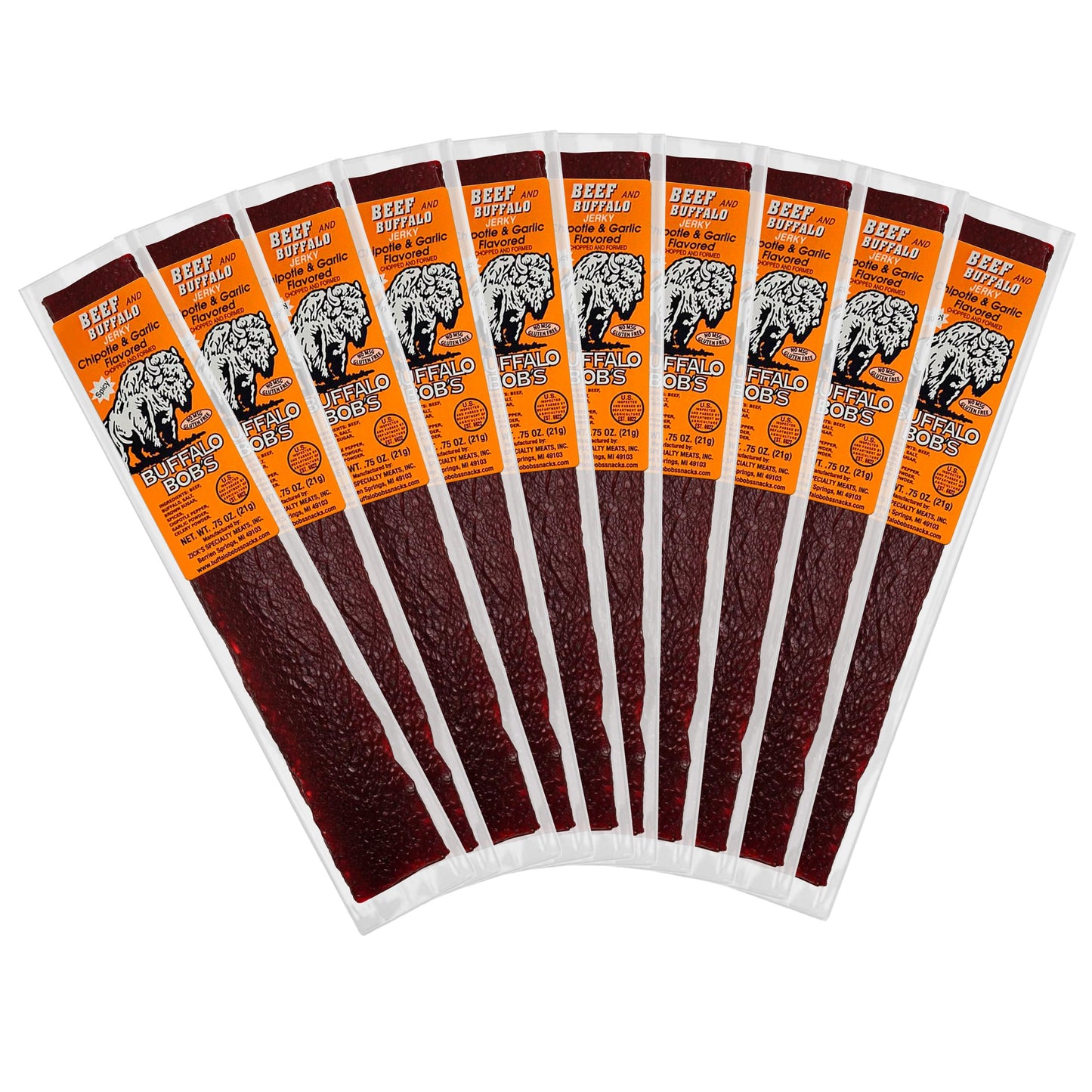 Buffalo Bob's Exotic Jerky (10-Pack), 10 Flavor Variety Pack of Snack Sticks, Wild Game Beef Gifts for Men