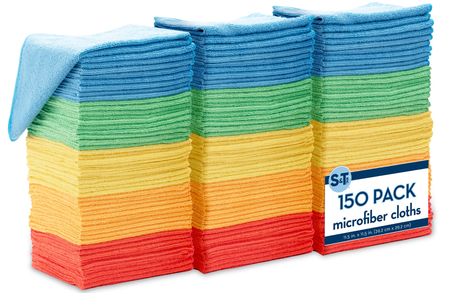 S&T INC. 50 Pack Microfiber Cleaning Cloth, Bulk Towels for Home, Reusable Microfiber Towels for Cars, Cleaning Rags, Assorted, 11.5 Inches x 11.5 Inches, 50 Count