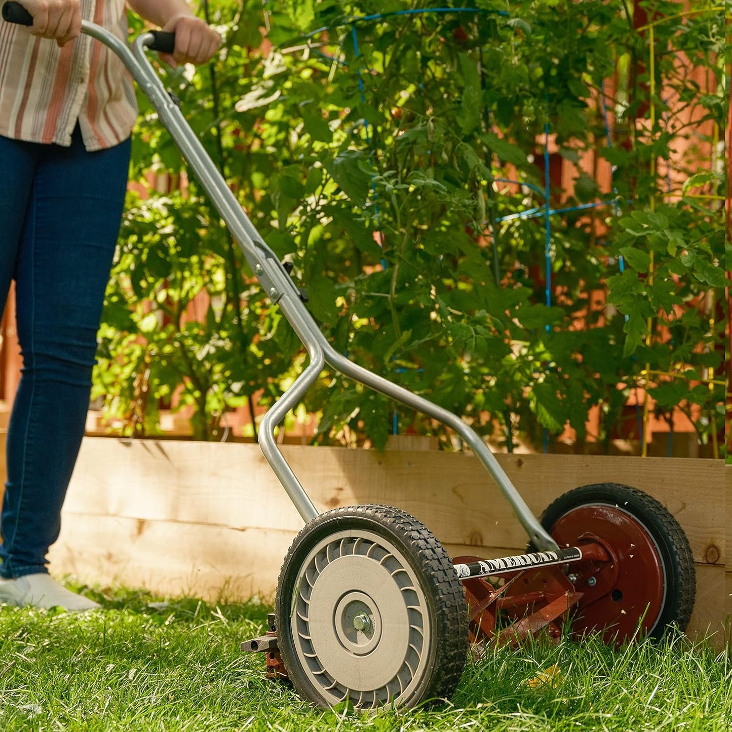 American Lawn Mower Company 1204-14 14-Inch 4-Blade Push Reel Lawn Mower, Red