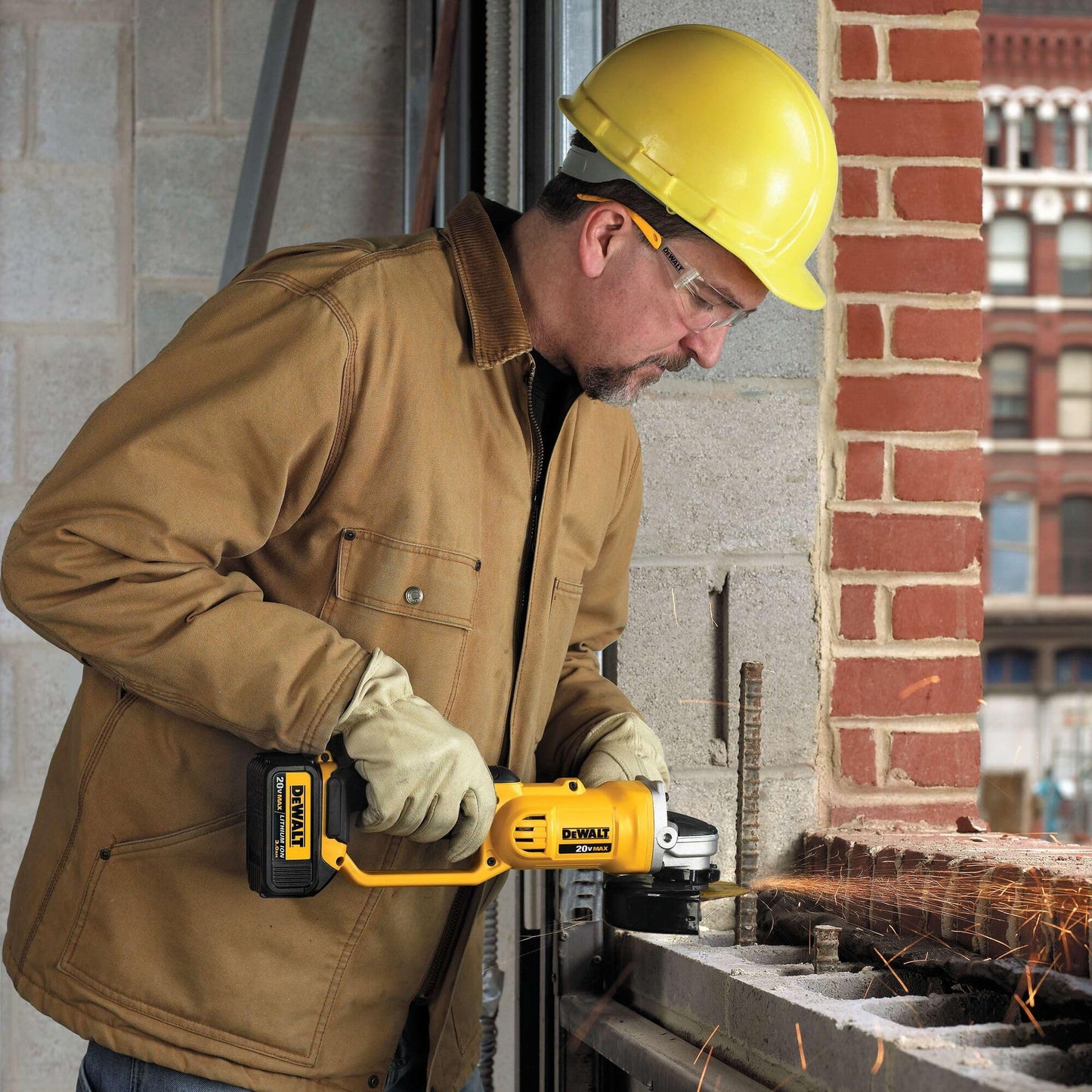DEWALT 20V MAX* Angle Grinder Tool Cordless Brushless, 4 1/2 Inch, with Paddle Switch and Kickback Brake, Tool Only (DCG413B)
