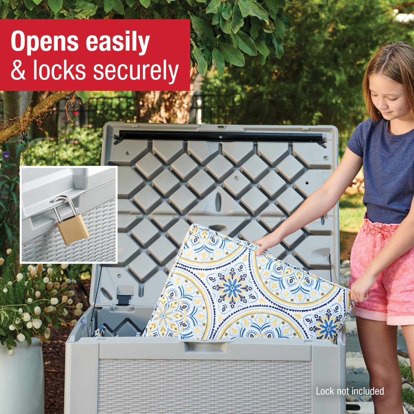 Rubbermaid Extra Large Resin Outdoor Storage Deck Box (134 Gal), Weather Resistant, Black, Deck Organization for Home/Backyard/Pool Chemicals/Toys/Garden Tools/Porch/Patio Cushions