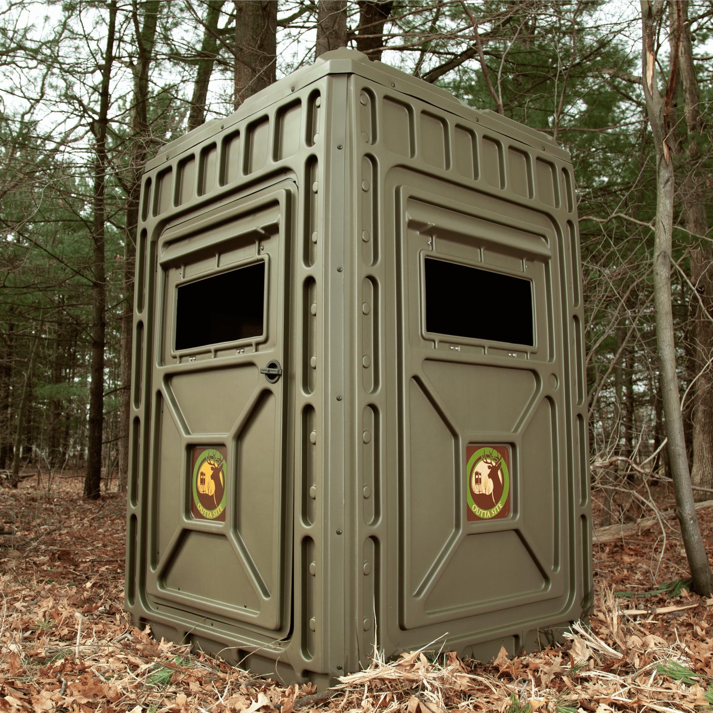 Outta Site Hunting Blind – 4 & 5 Sided High Density Plastic Hunting Blind – 1-2 & 2-3 Person Hard-Sided Ground Blind for Deer, Turkey Hunting – 360 Views – Arctic Snow Camo, Habitat Olive, Thicket Oak