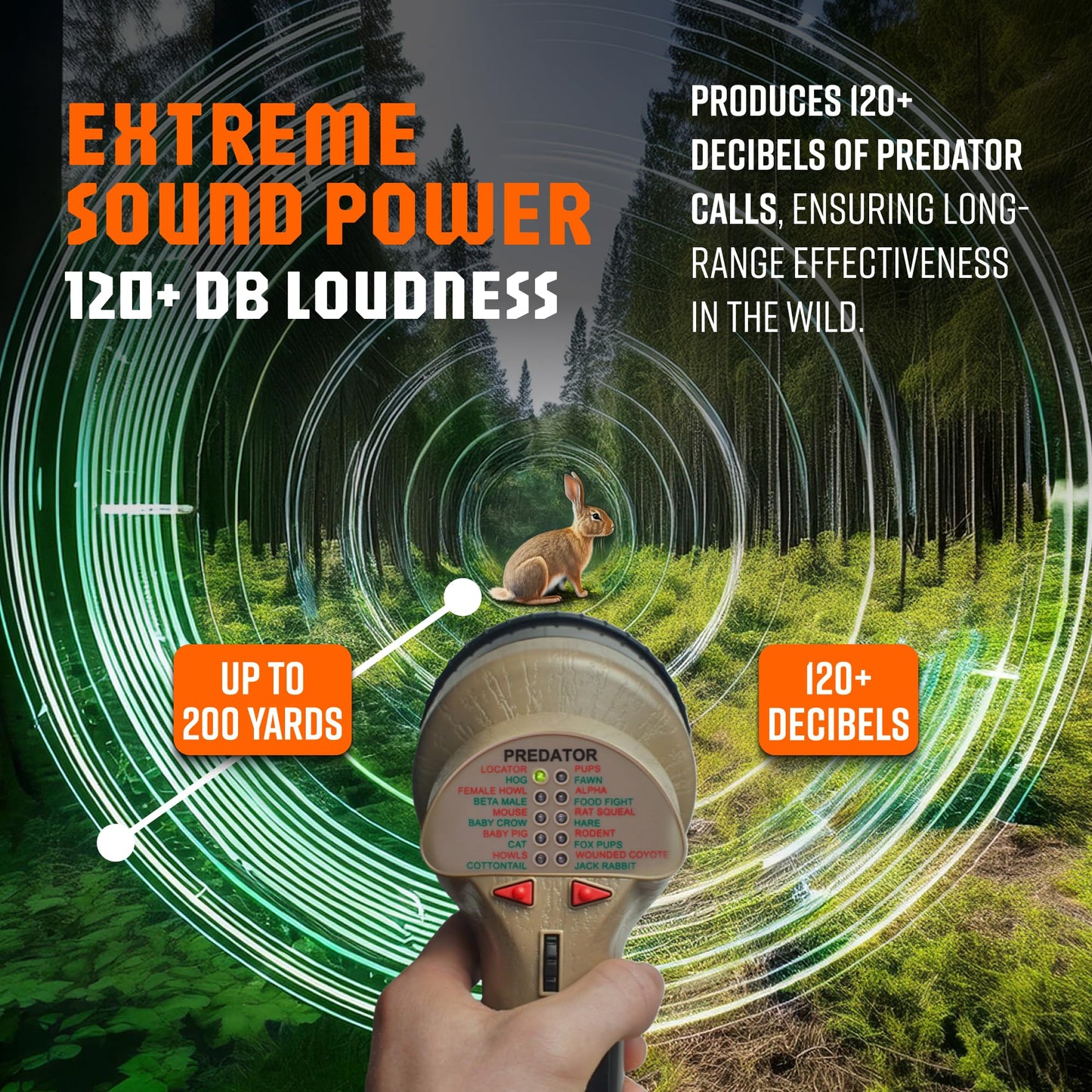 Cass Creek Mega Amp 20X Call, Loudest Handheld Electronic Hunting Caller, 120+ dB Directional Sound, 20 Authentic Calls, Weather-Resistant, Compact and Easy to Carry