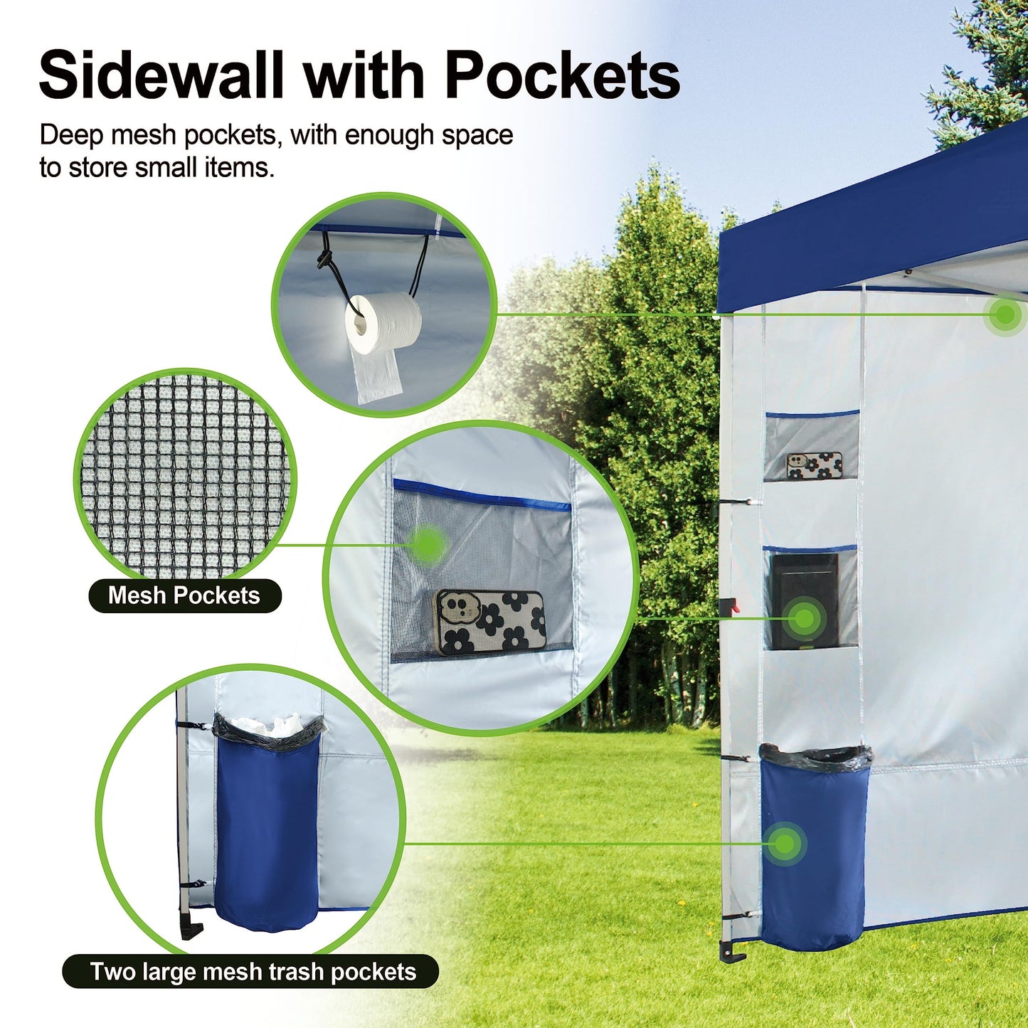CROWN SHADES Canopy Tent 10x10 Pop Up Canopy Outdoor Shade with Pockets Sidewall, Easy Up Sun Shelter with One Person Set Up Center Lock, Portable Instant Camping Beach Canopy Tents, Forest Green