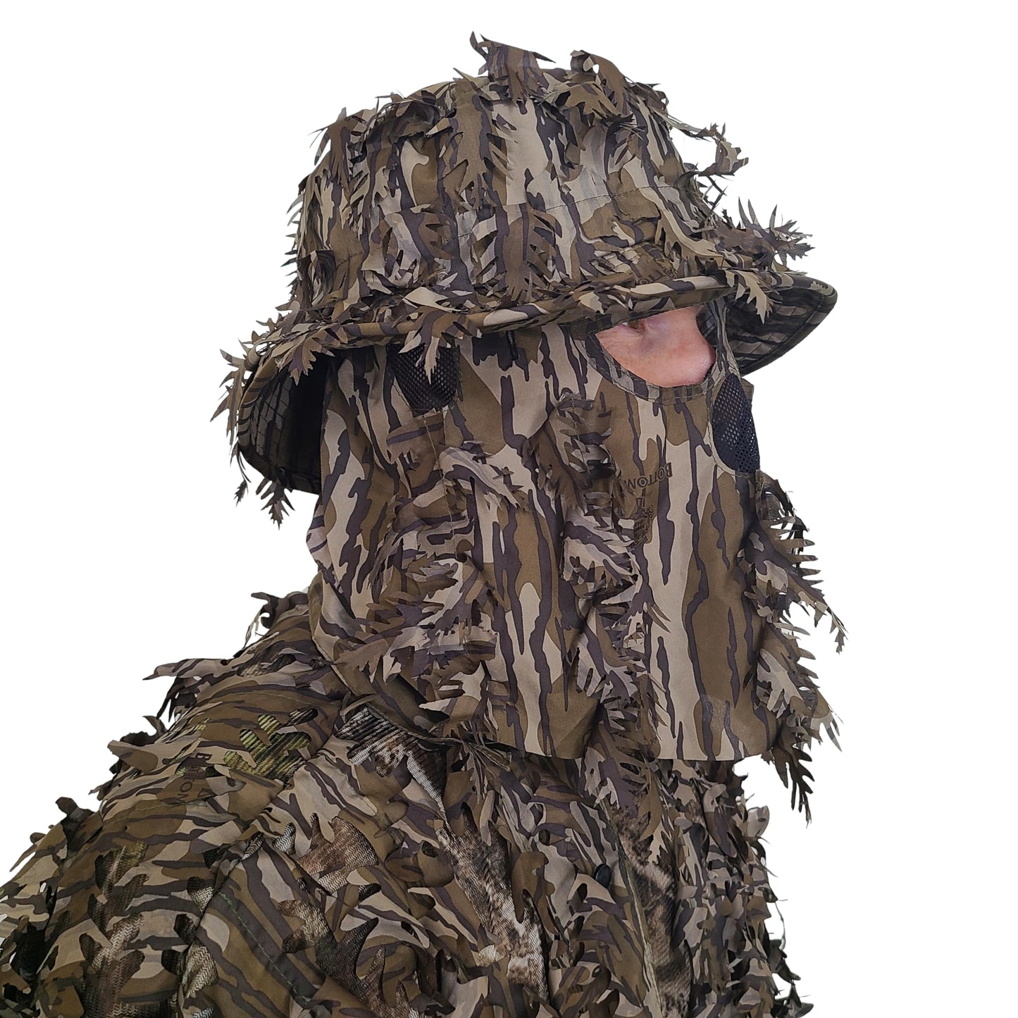 QuikCamo Realtree & Mossy Oak 3D Leafy Camo Face Mask Bucket Hat for Men Deer Duck and Turkey Hunting (Fully Adjustable OSFM)
